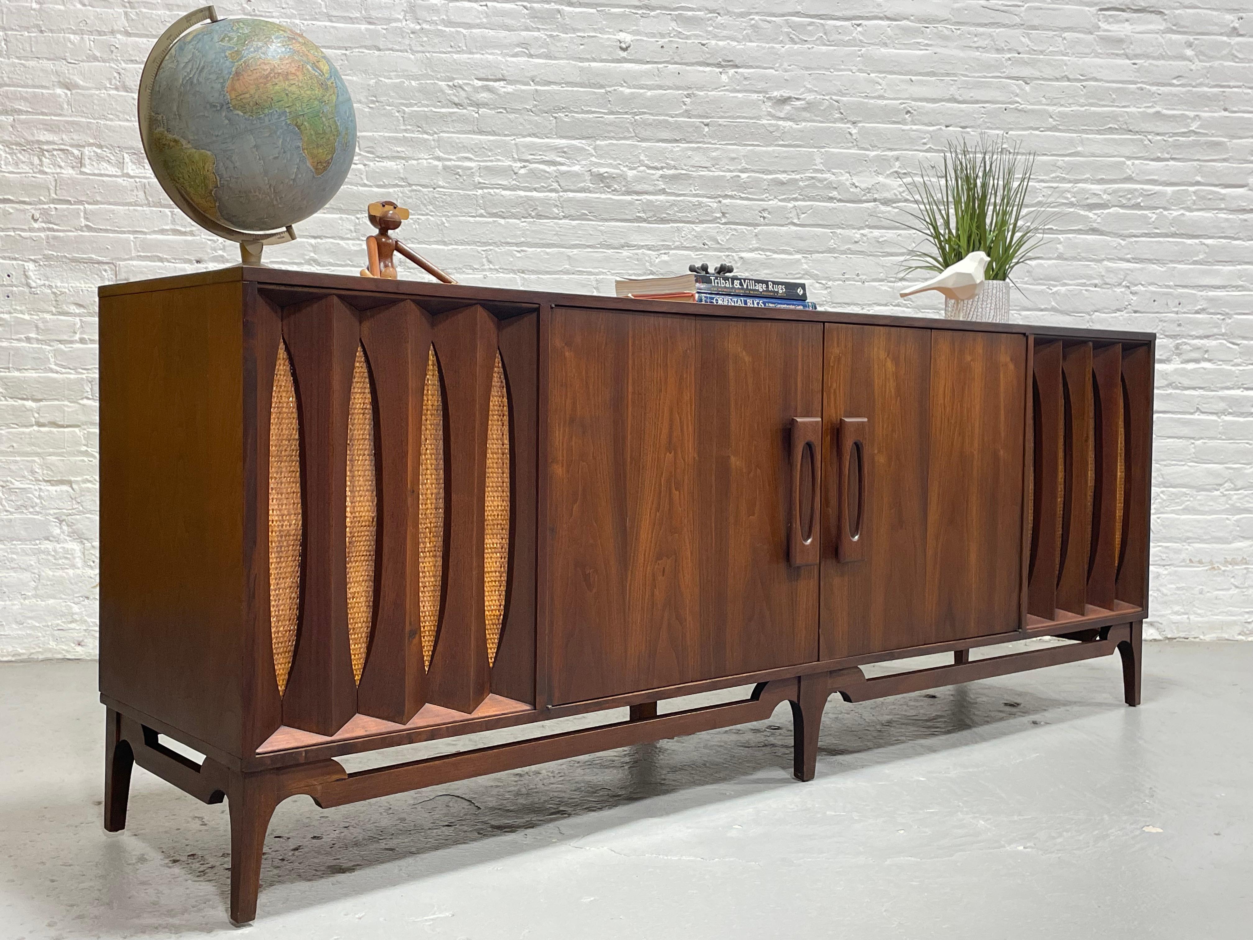 Extra LONG Mid Century MODERN Walnut Stereo Cabinet / CREDENZA / Media Stand, c. 1