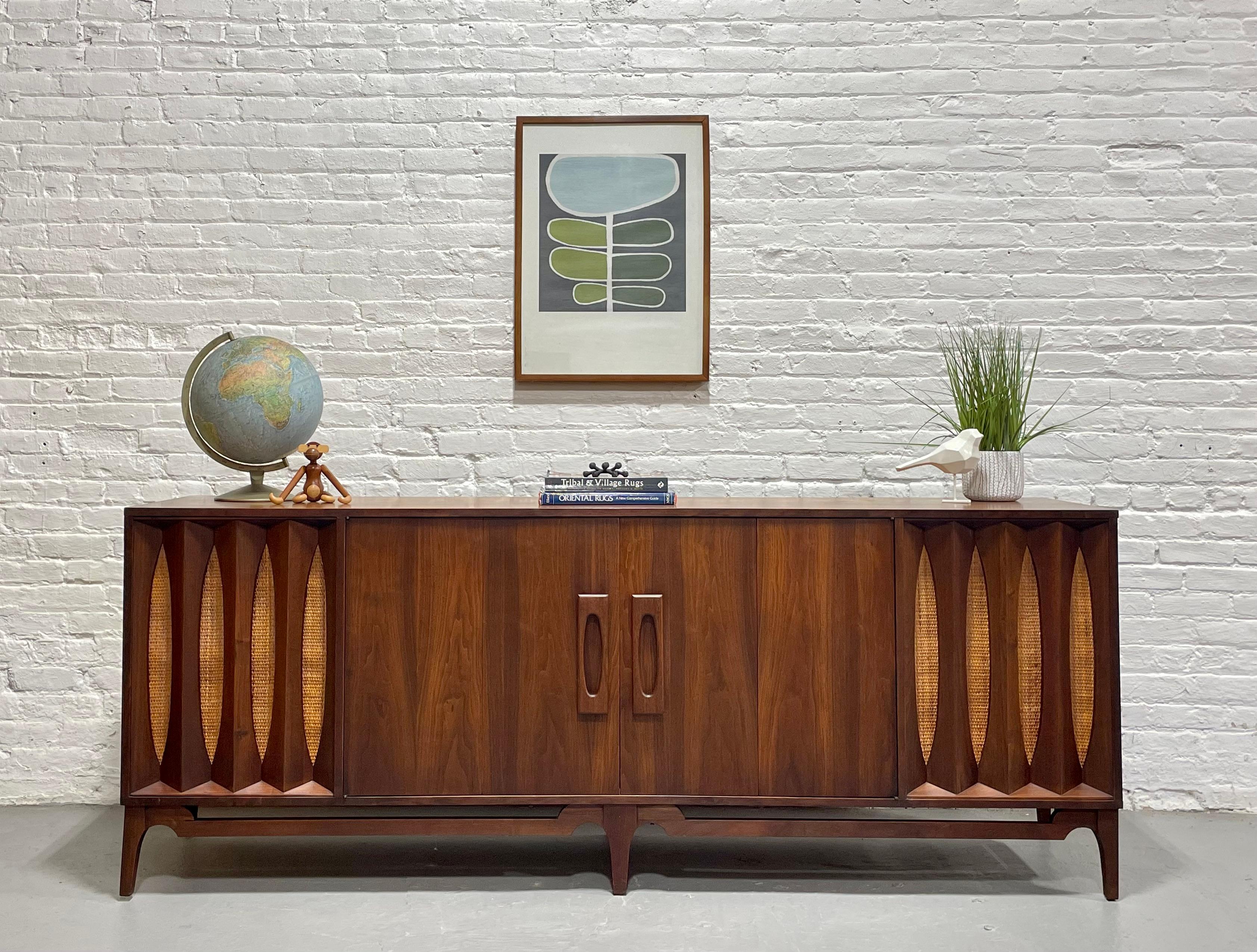 Extra LONG Mid Century MODERN Walnut Stereo Cabinet / CREDENZA / Media Stand, c. 2