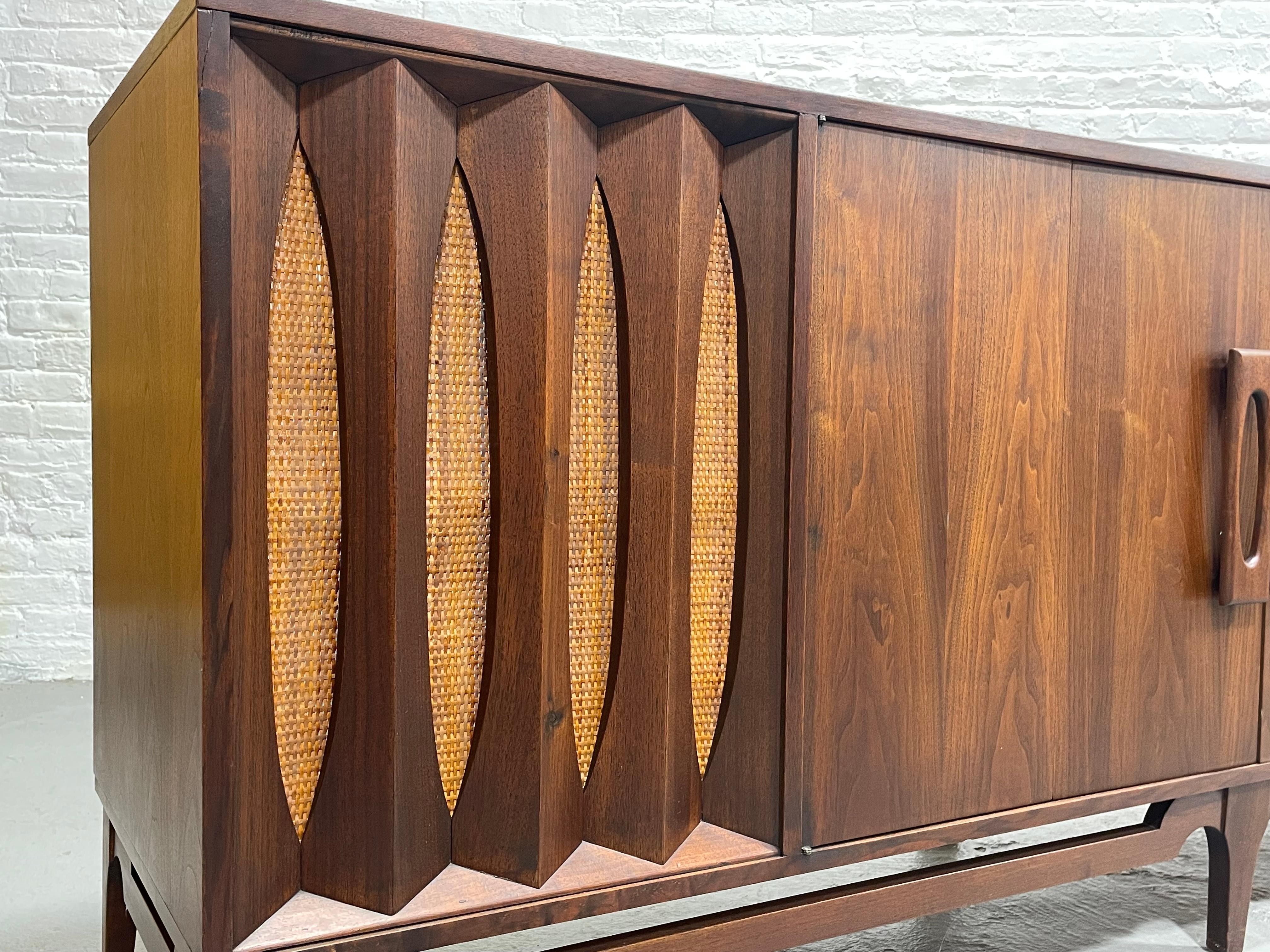 Extra LONG Mid Century MODERN Walnut Stereo Cabinet / CREDENZA / Media Stand, c. 3