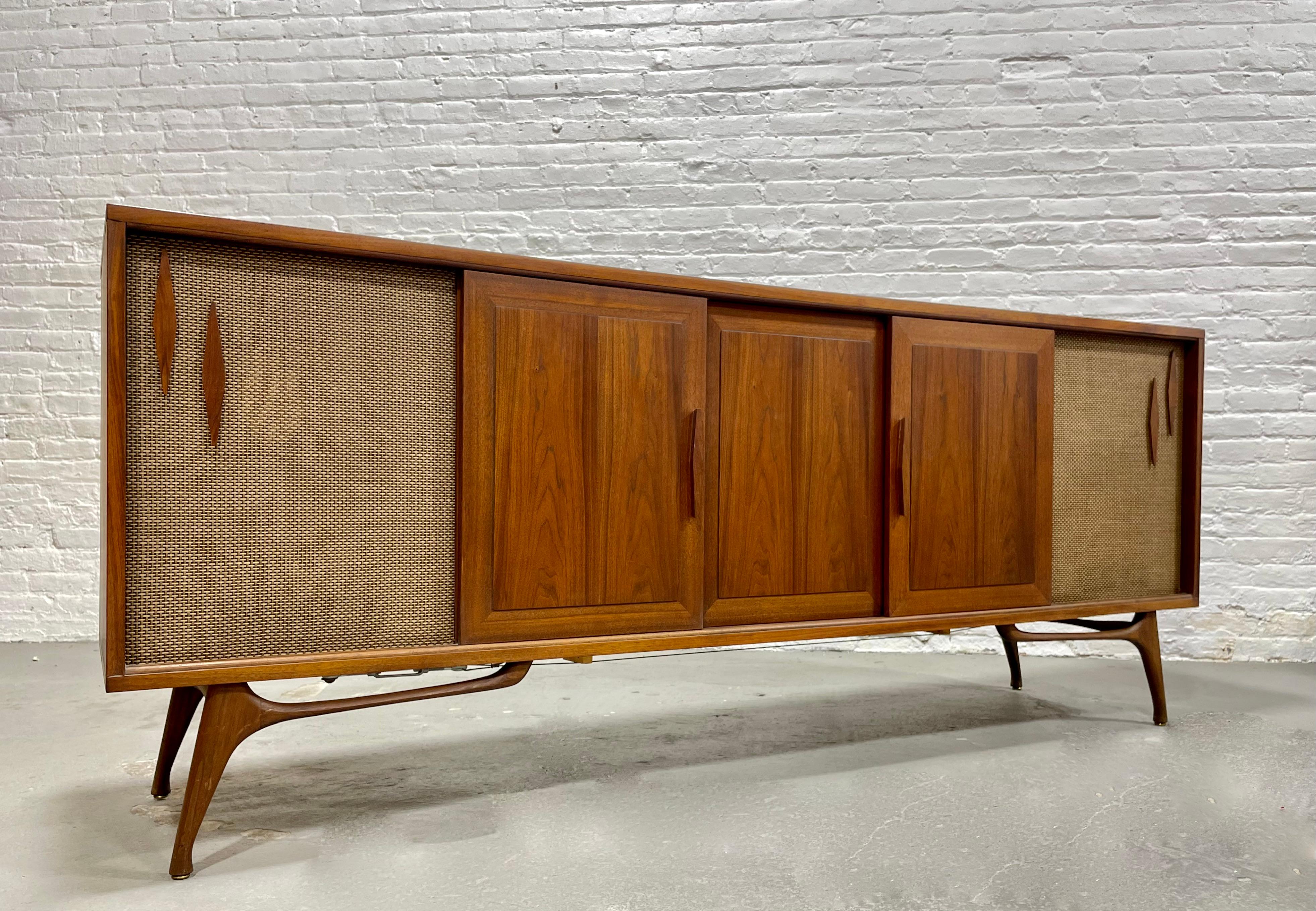 Extra LONG Mid Century MODERN Walnut Stereo Cabinet / CREDENZA / Media Stand 5