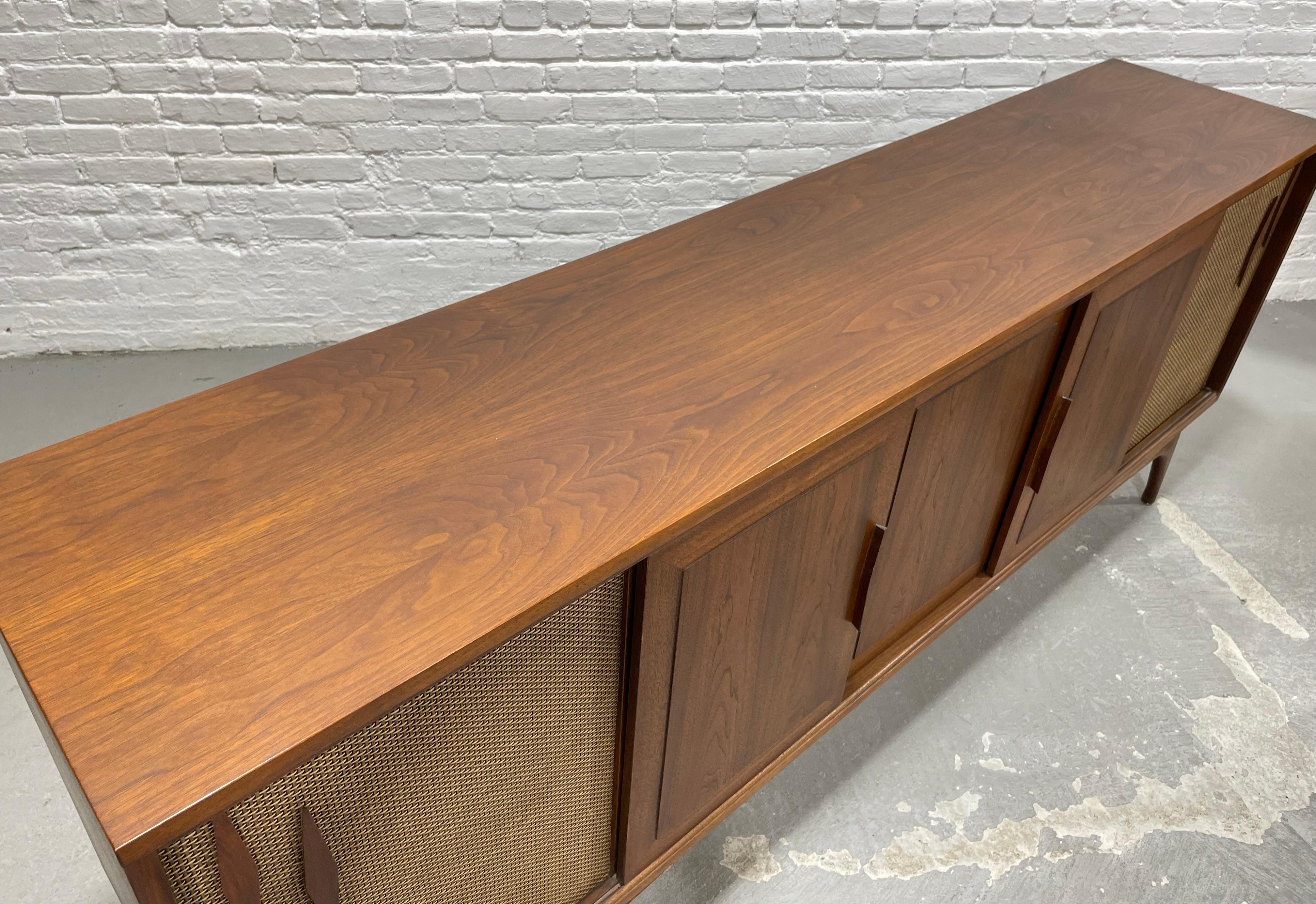 Extra LONG Mid Century MODERN Walnut Stereo Cabinet / CREDENZA / Media Stand 6