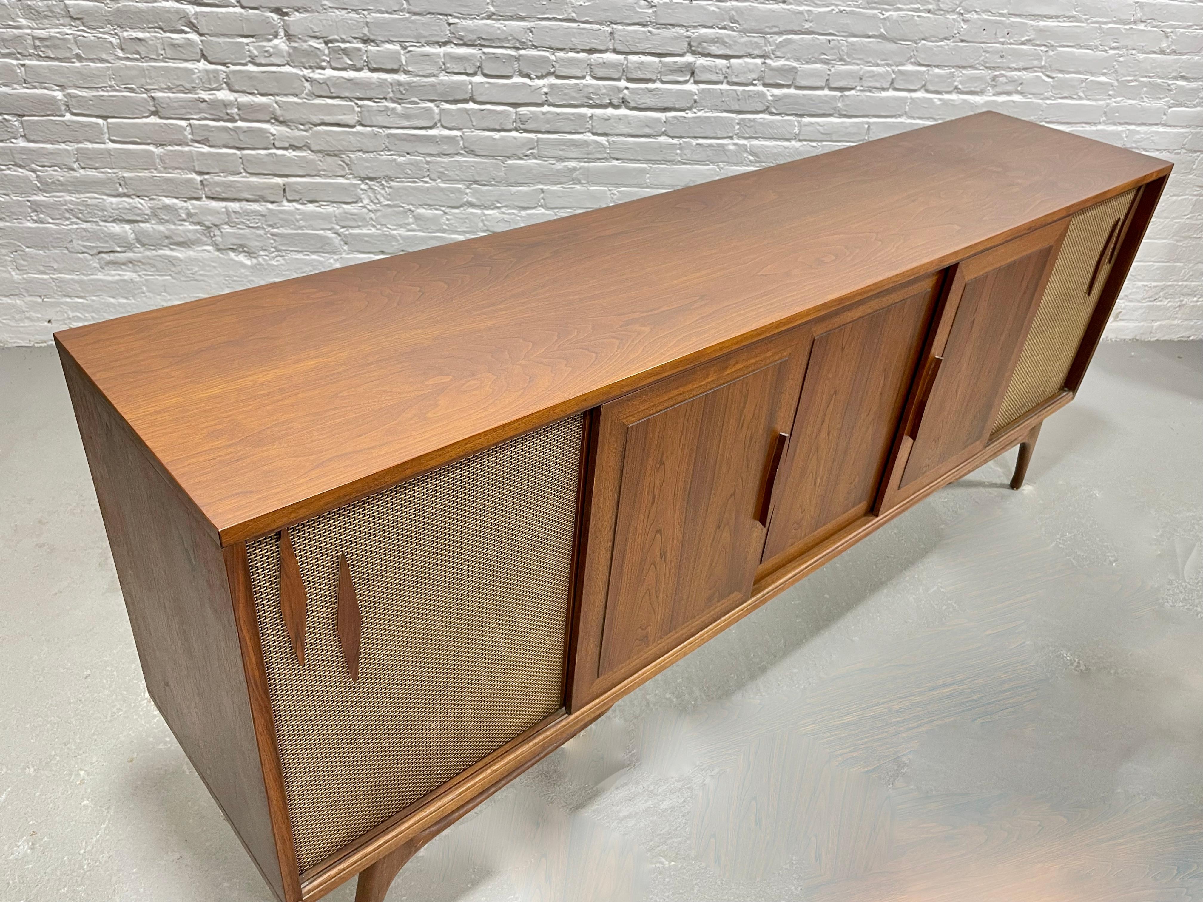 Extra LONG Mid Century MODERN Walnut Stereo Cabinet / CREDENZA / Media Stand 7