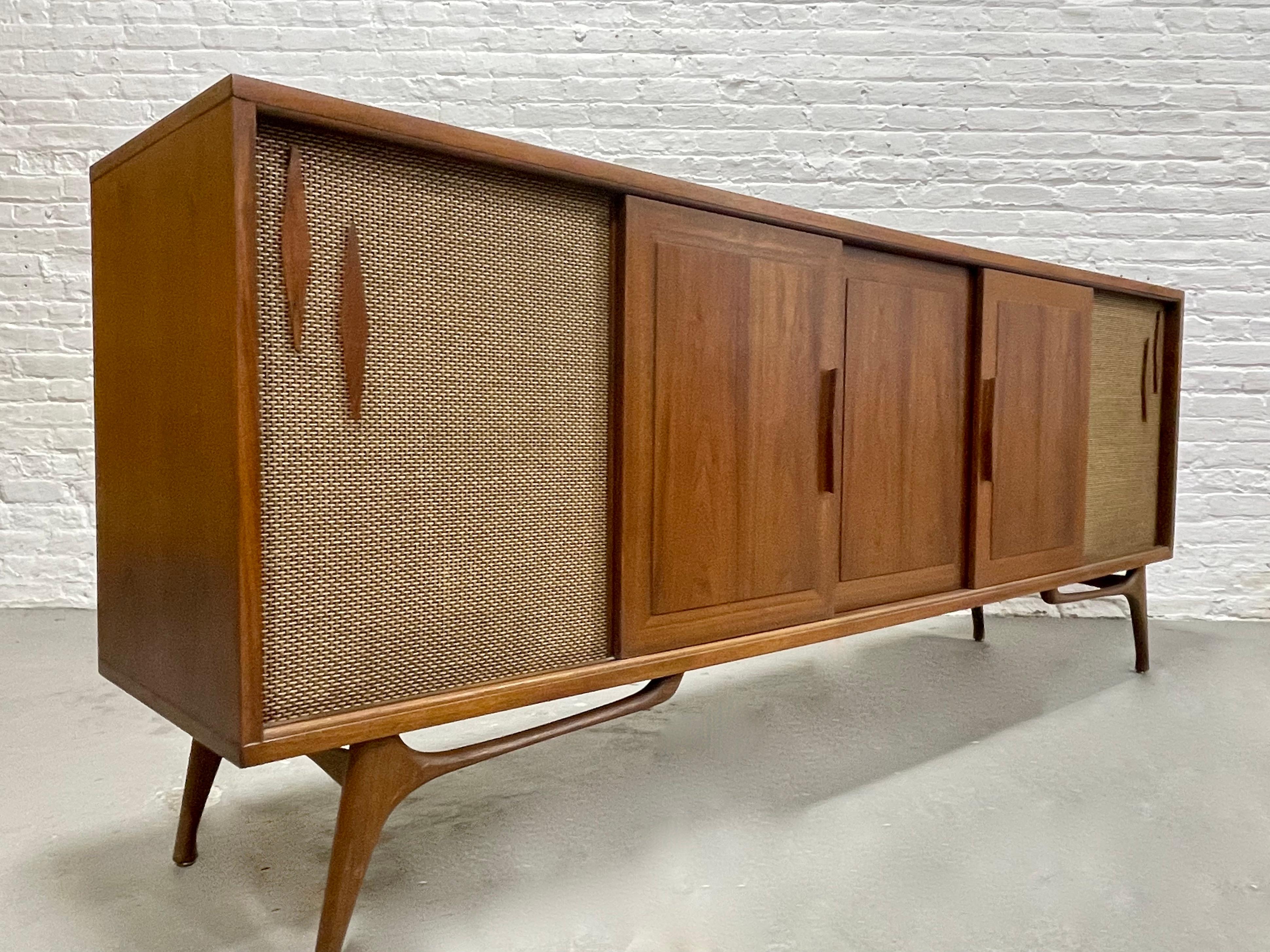 Extra LONG Mid Century MODERN Walnut Stereo Cabinet / CREDENZA / Media Stand 8