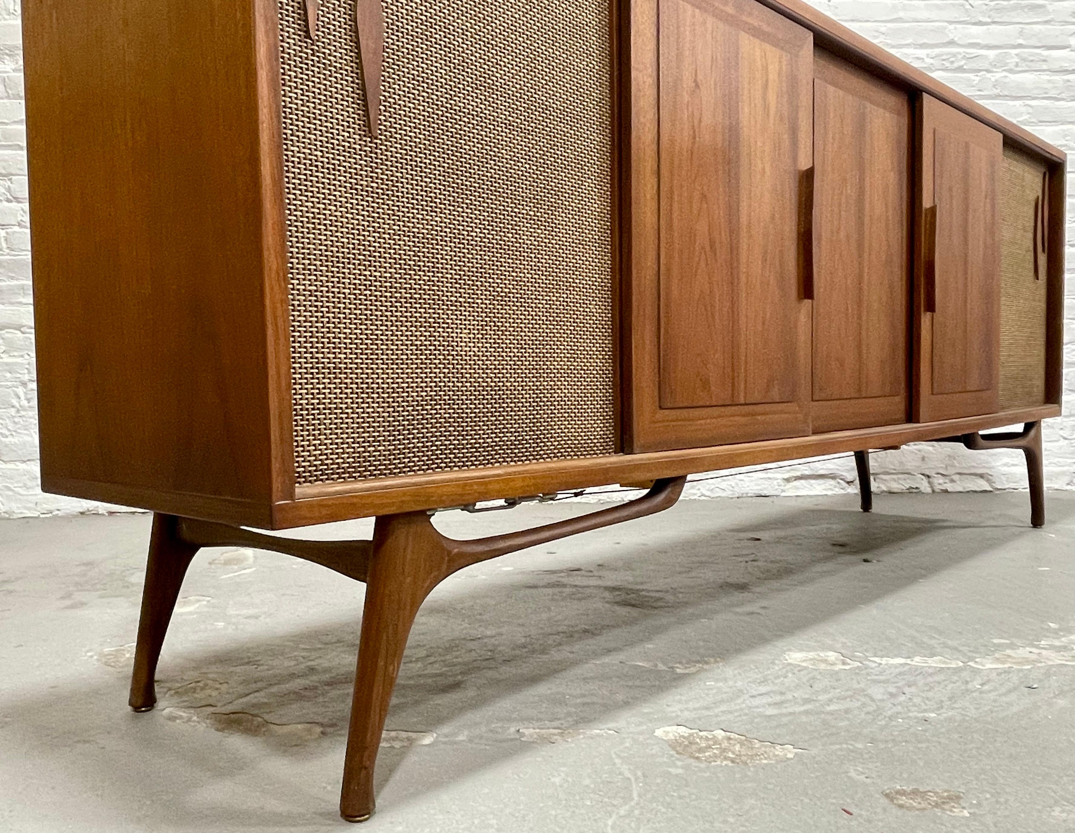Extra LONG Mid Century MODERN Walnut Stereo Cabinet / CREDENZA / Media Stand 10
