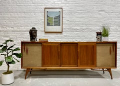 Extra LONG Mid Century MODERN Walnut Stereo Cabinet / CREDENZA / Media Stand