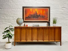 Extra LONG Mid Century MODERN Walnut Stereo Cabinet / CREDENZA / Media Stand