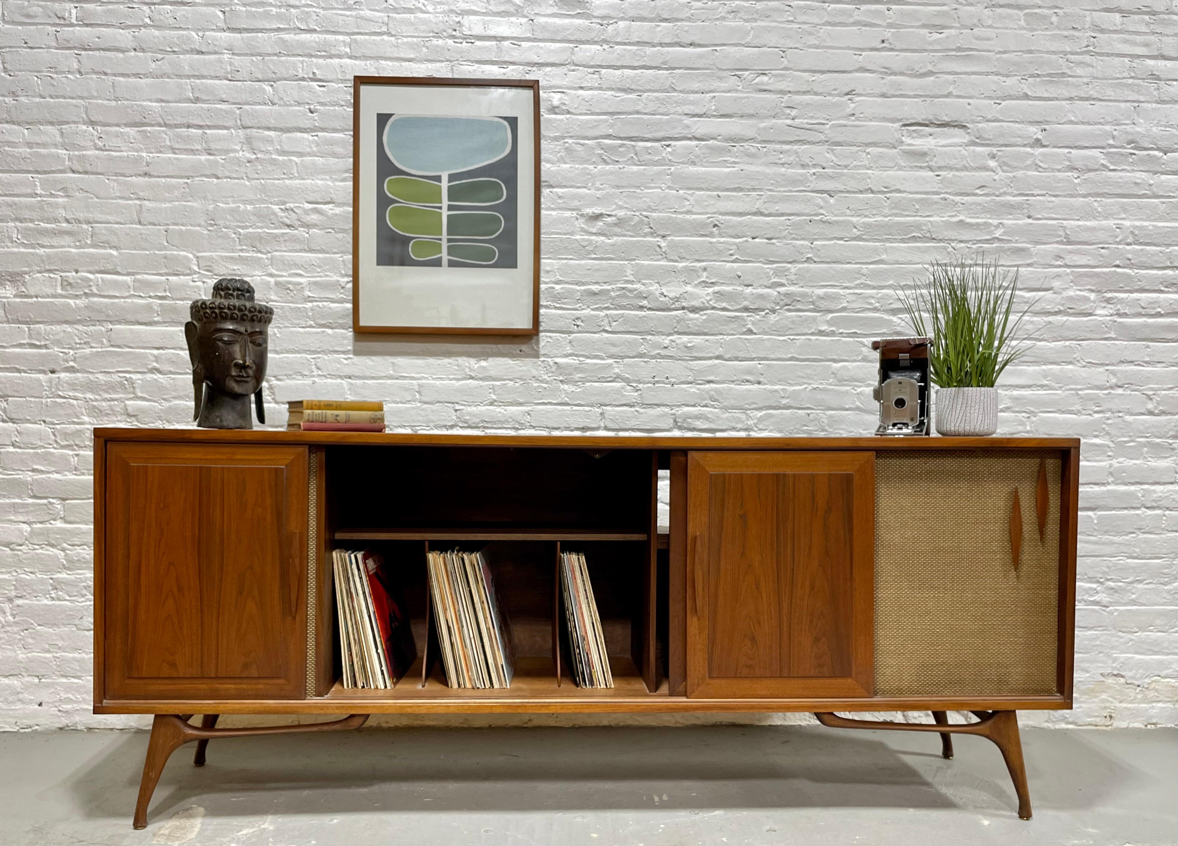 Mid-Century Modern Extra LONG Mid Century MODERN Walnut Stereo Cabinet / CREDENZA / Media Stand