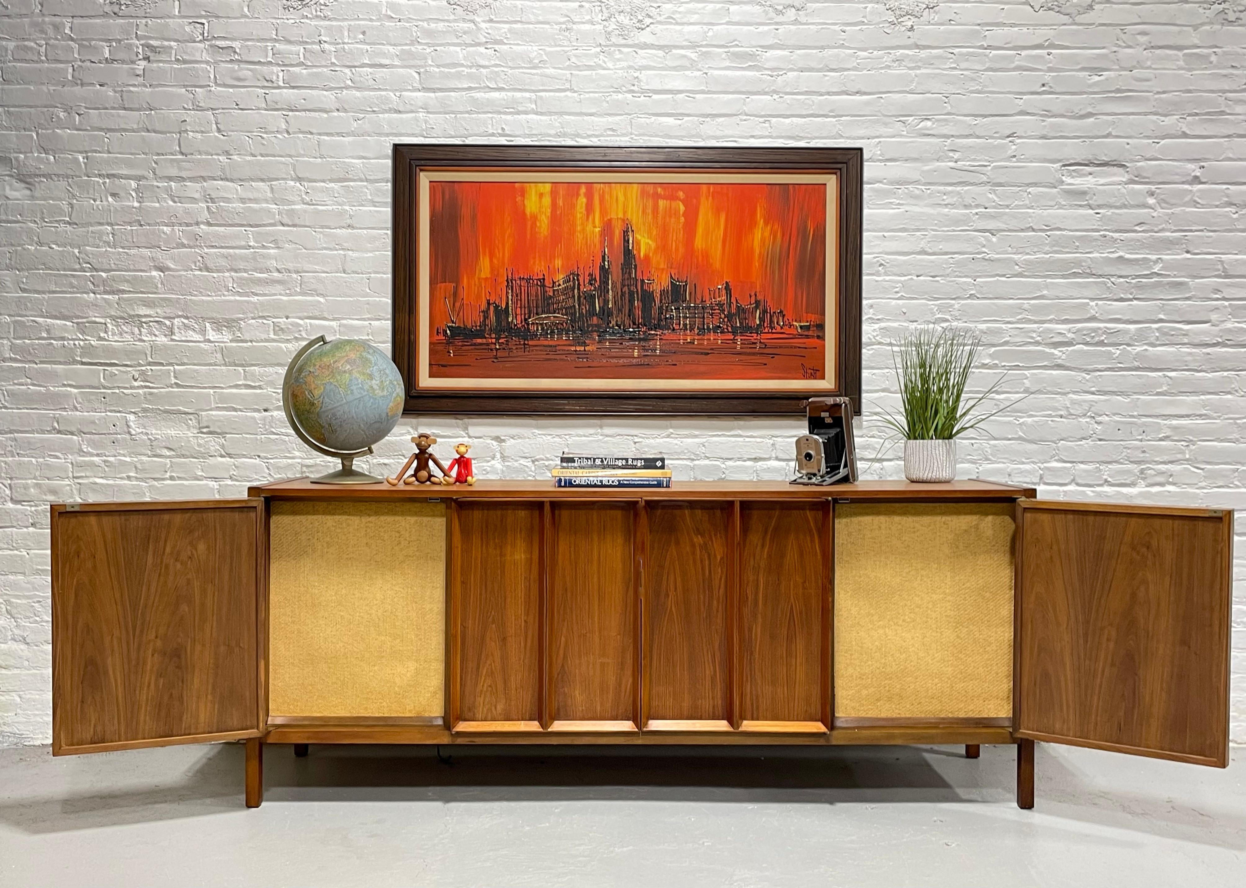 Mid-Century Modern Extra LONG Mid Century MODERN Walnut Stereo Cabinet / CREDENZA / Media Stand