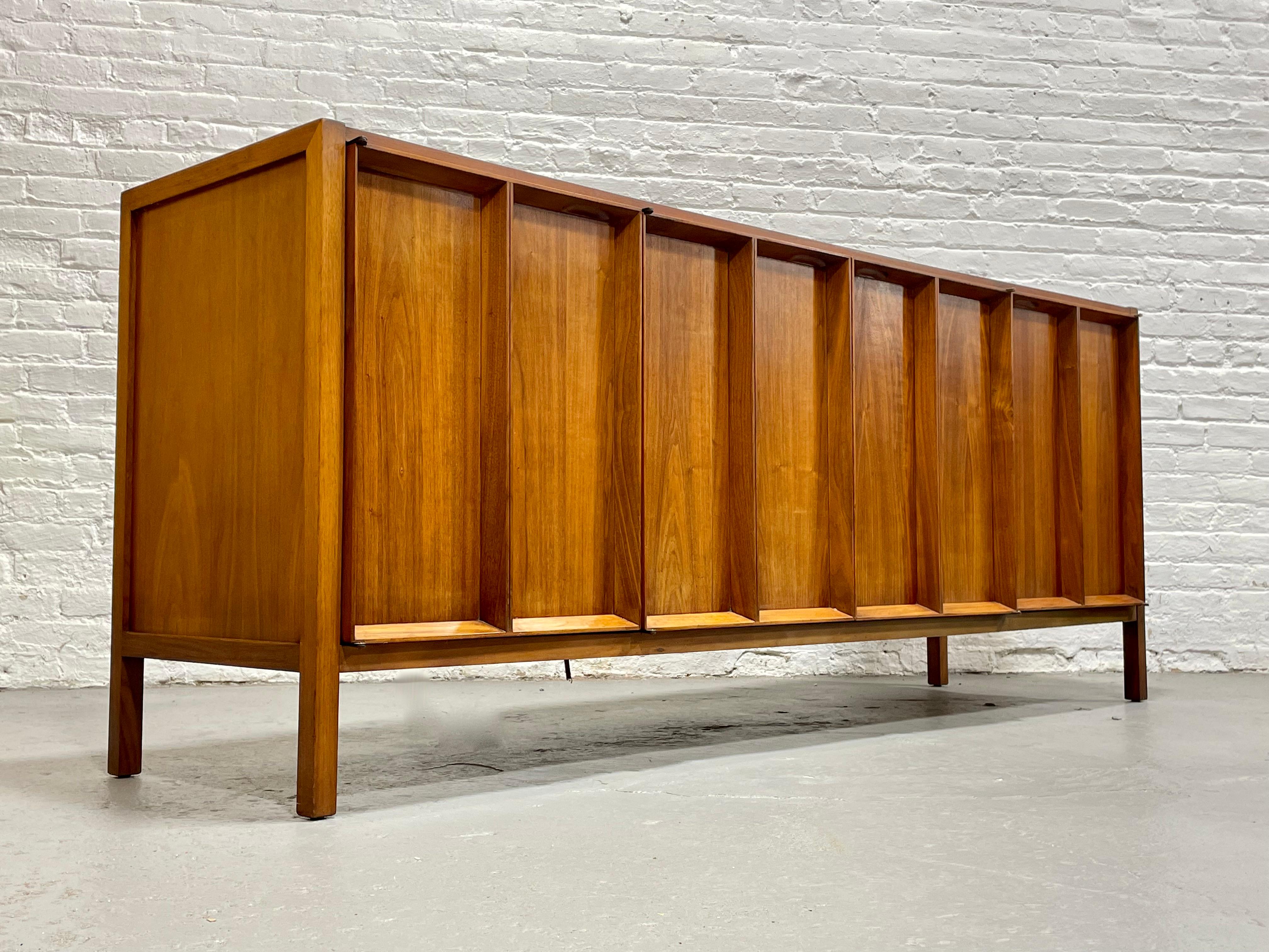 Mid-20th Century Extra LONG Mid Century MODERN Walnut Stereo Cabinet / CREDENZA / Media Stand