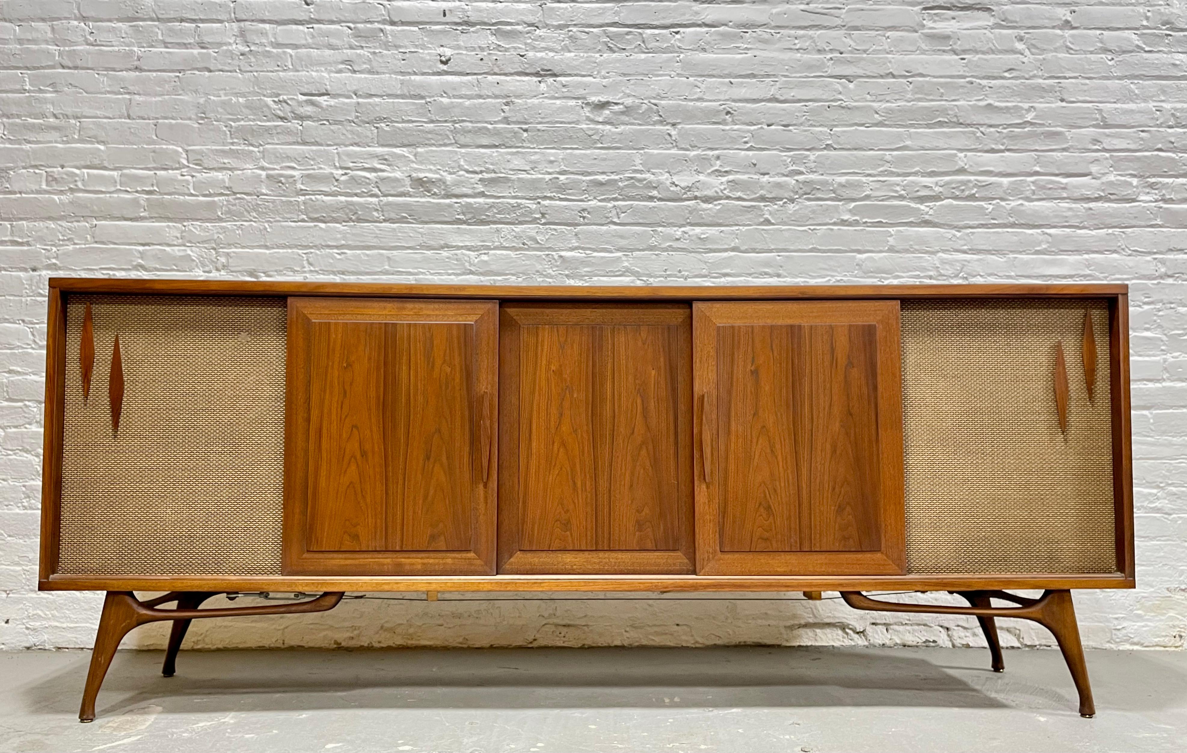 Extra LONG Mid Century MODERN Walnut Stereo Cabinet / CREDENZA / Media Stand 1