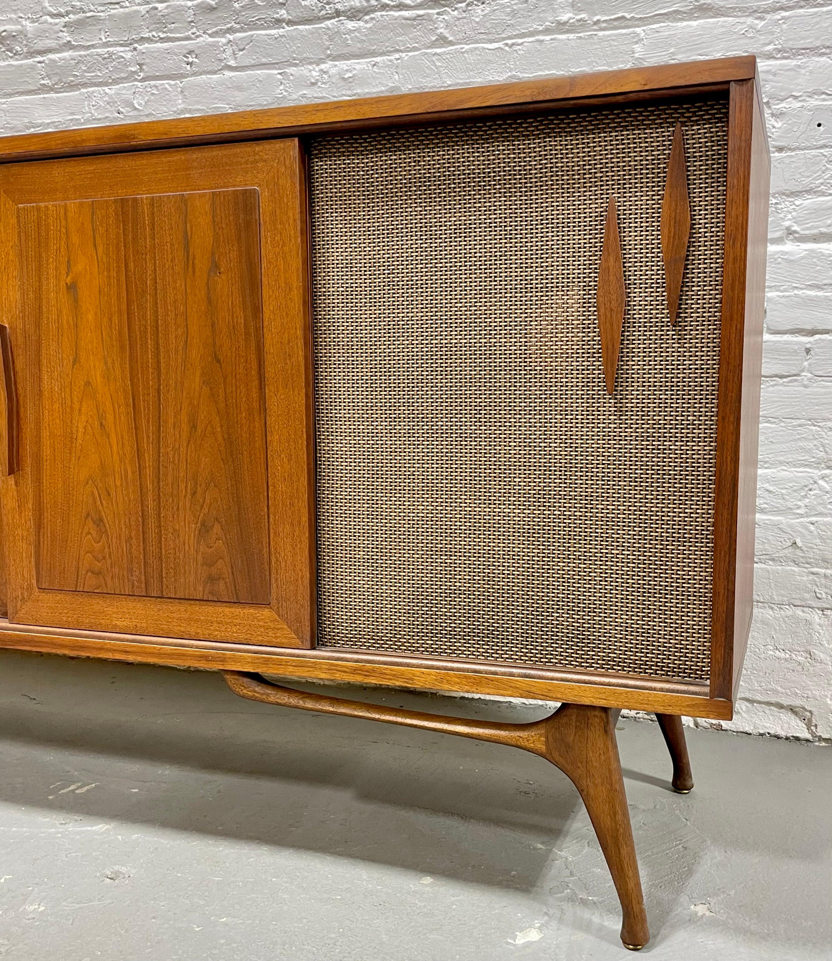 Extra LONG Mid Century MODERN Walnut Stereo Cabinet / CREDENZA / Media Stand 2