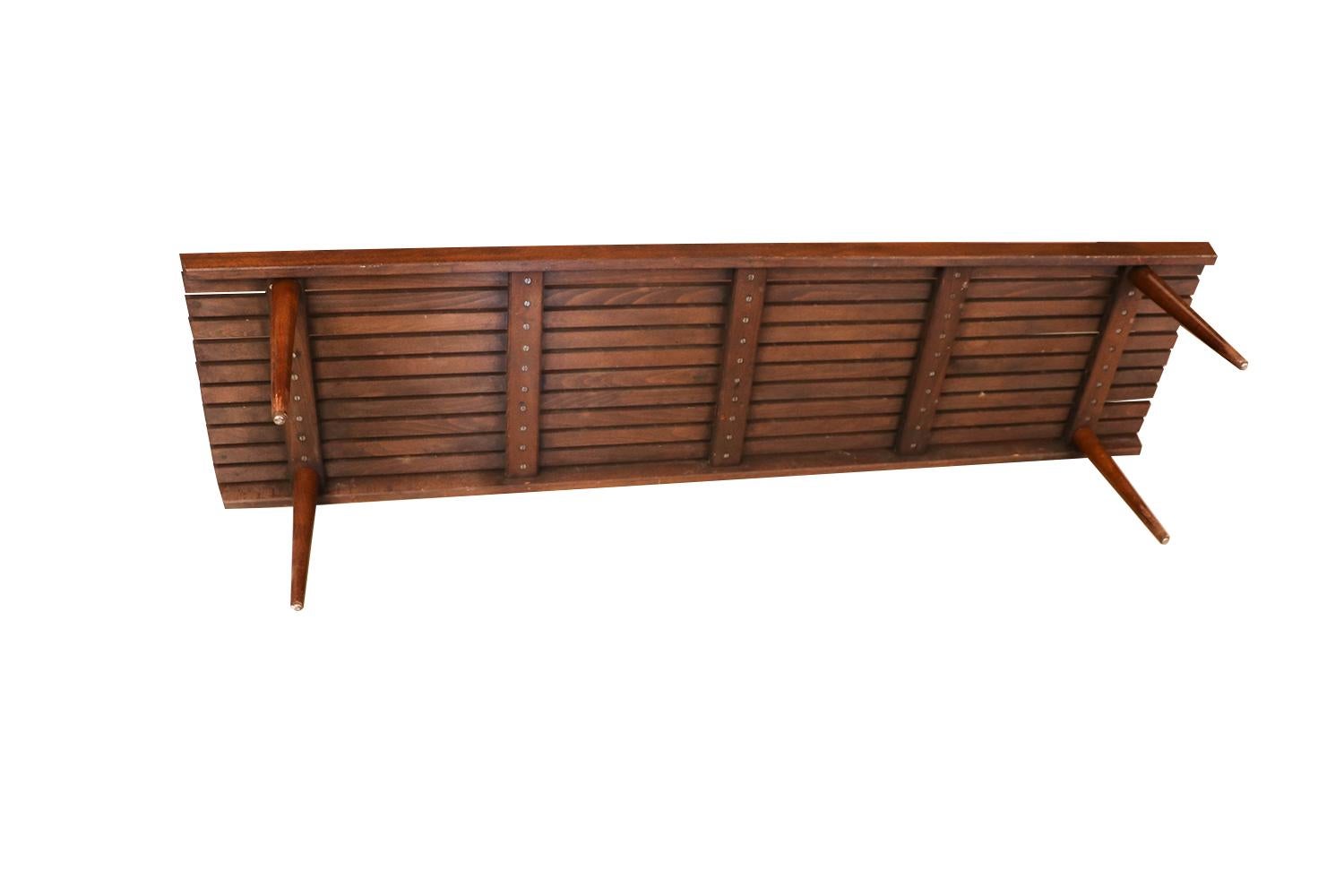 Extra Long Mid Century Slatted Wood Bench Coffee Table George Nelson Style 2