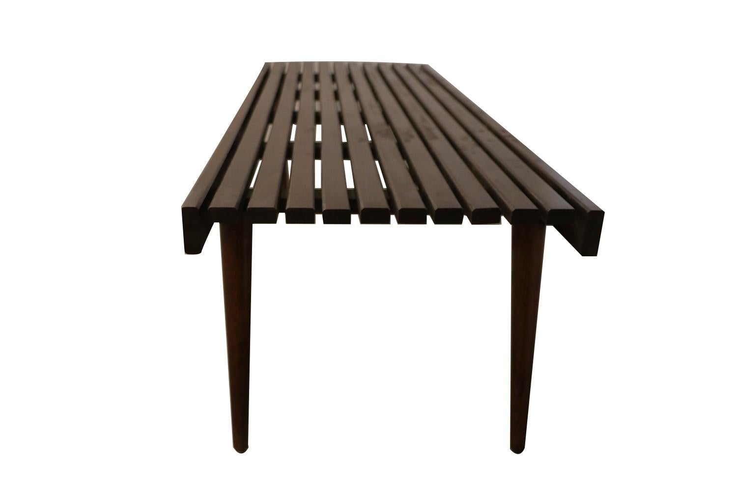 Mid-Century Modern Extra Long Mid Century Slatted Wood Bench Coffee Table George Nelson Style