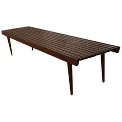 Extra Long Mid Century Slatted Wood Bench Coffee Table George Nelson Style