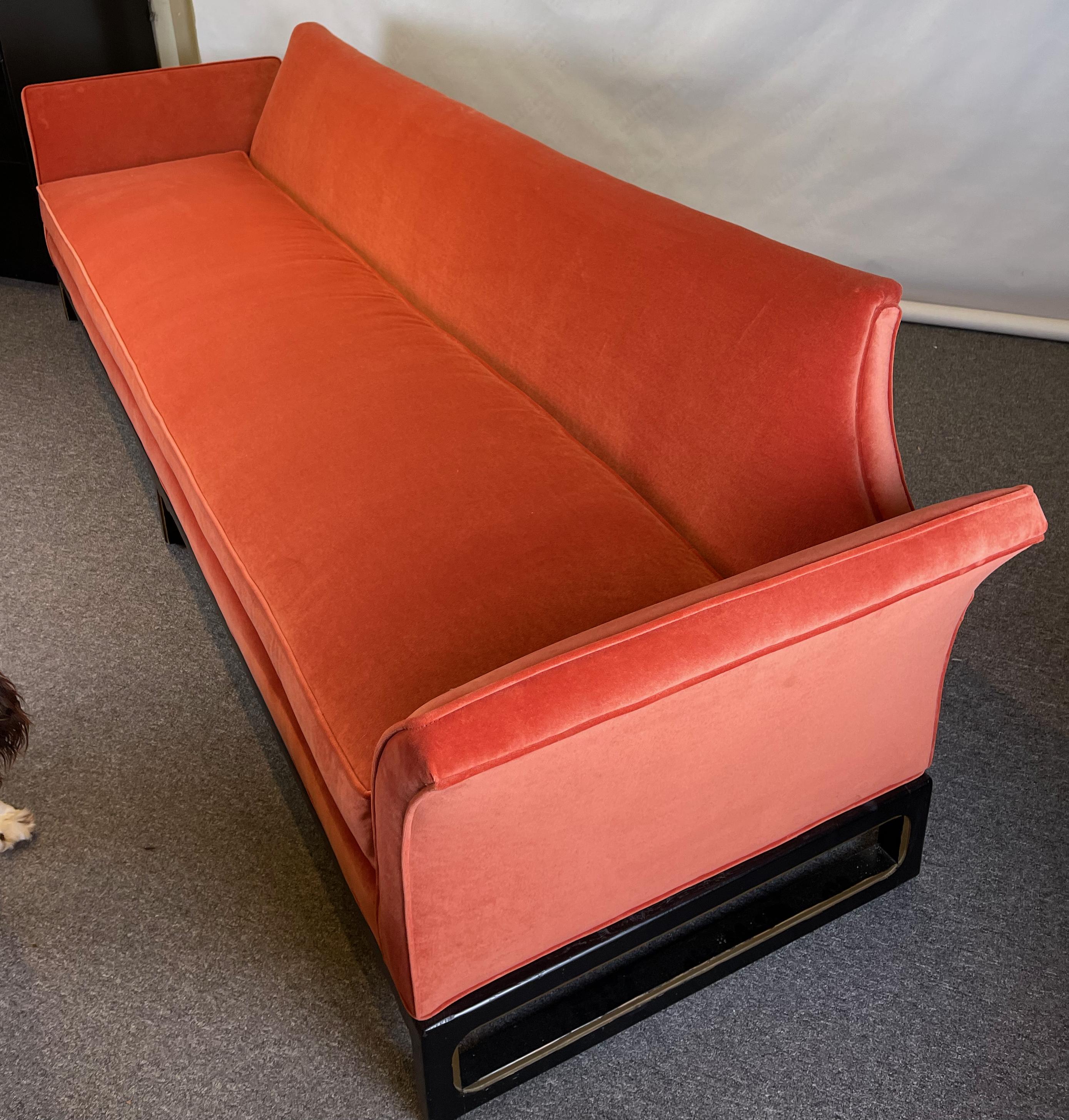 Velvet Extra Long Mid-Century Sofa by Norman Fox MacGregor For Sale
