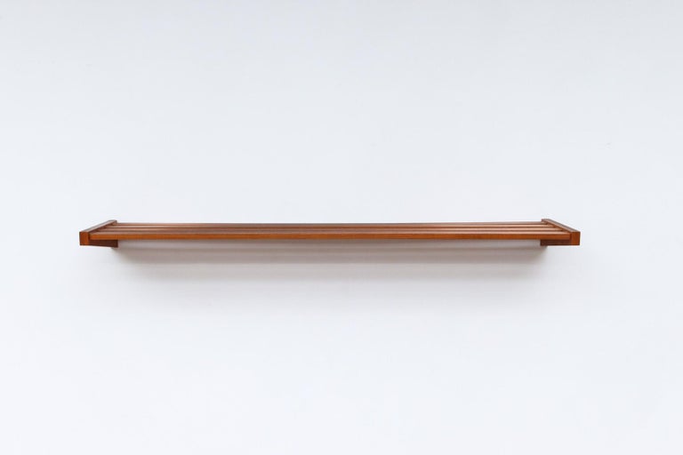 Extra Long Midcentury Teak Slat Wall Mounted Rack For Sale at 1stDibs
