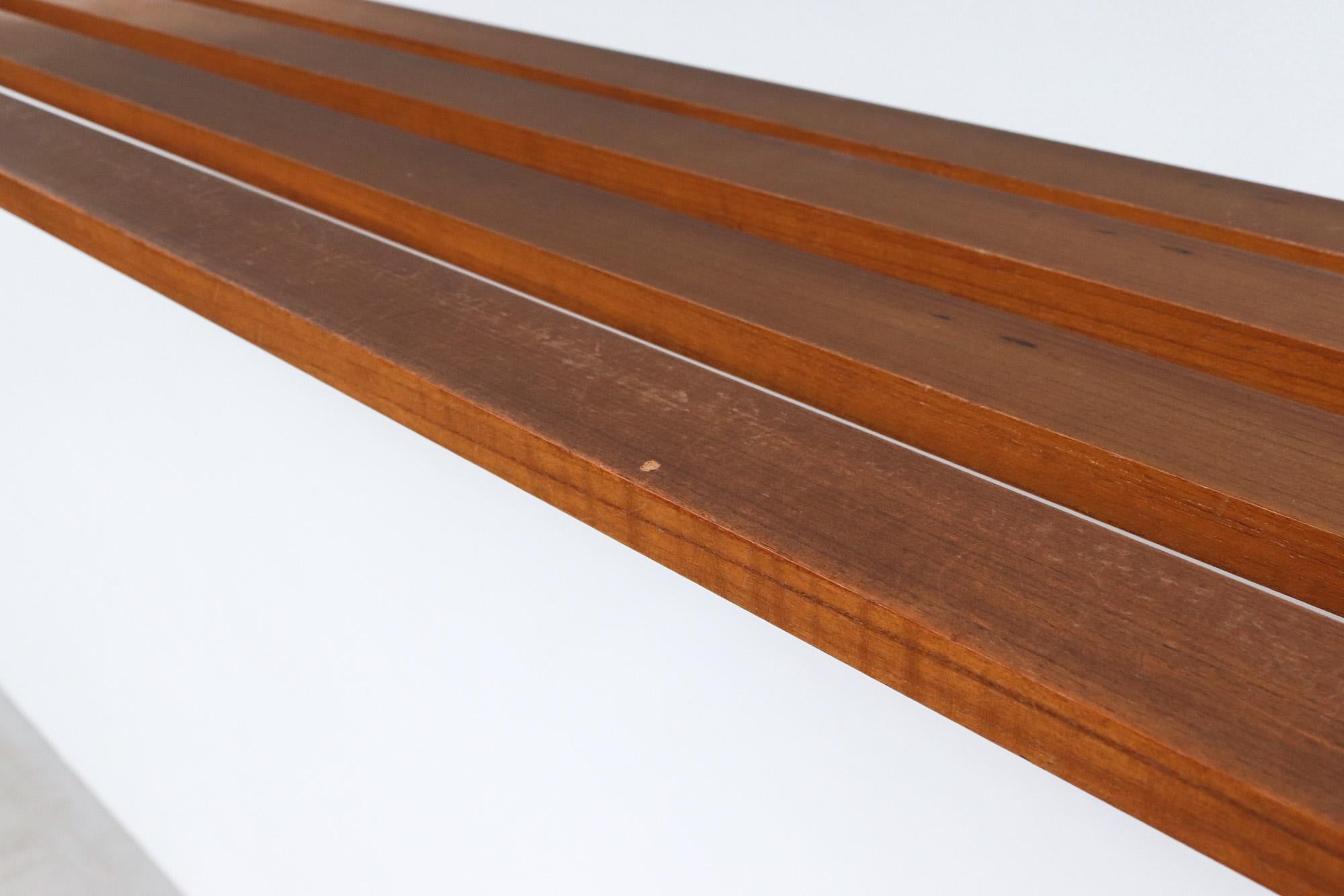 Extra Long Mid-Century Teak Slat Wall Mounted Coat and Hat Rack or Shelf For Sale 1