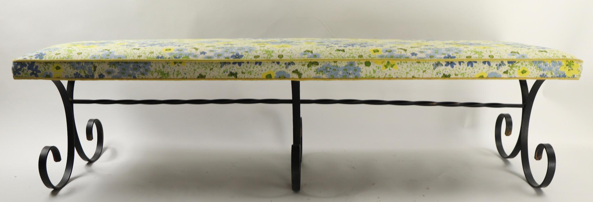 wrought iron upholstered bench