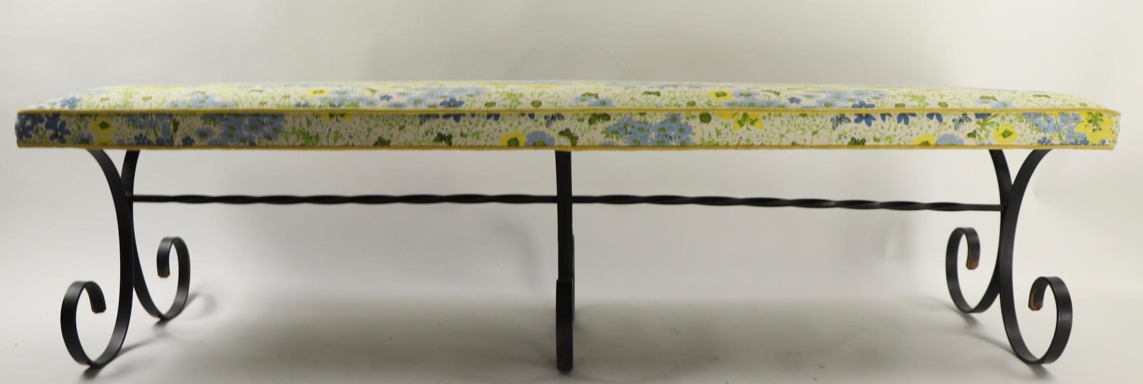 iron upholstered bench