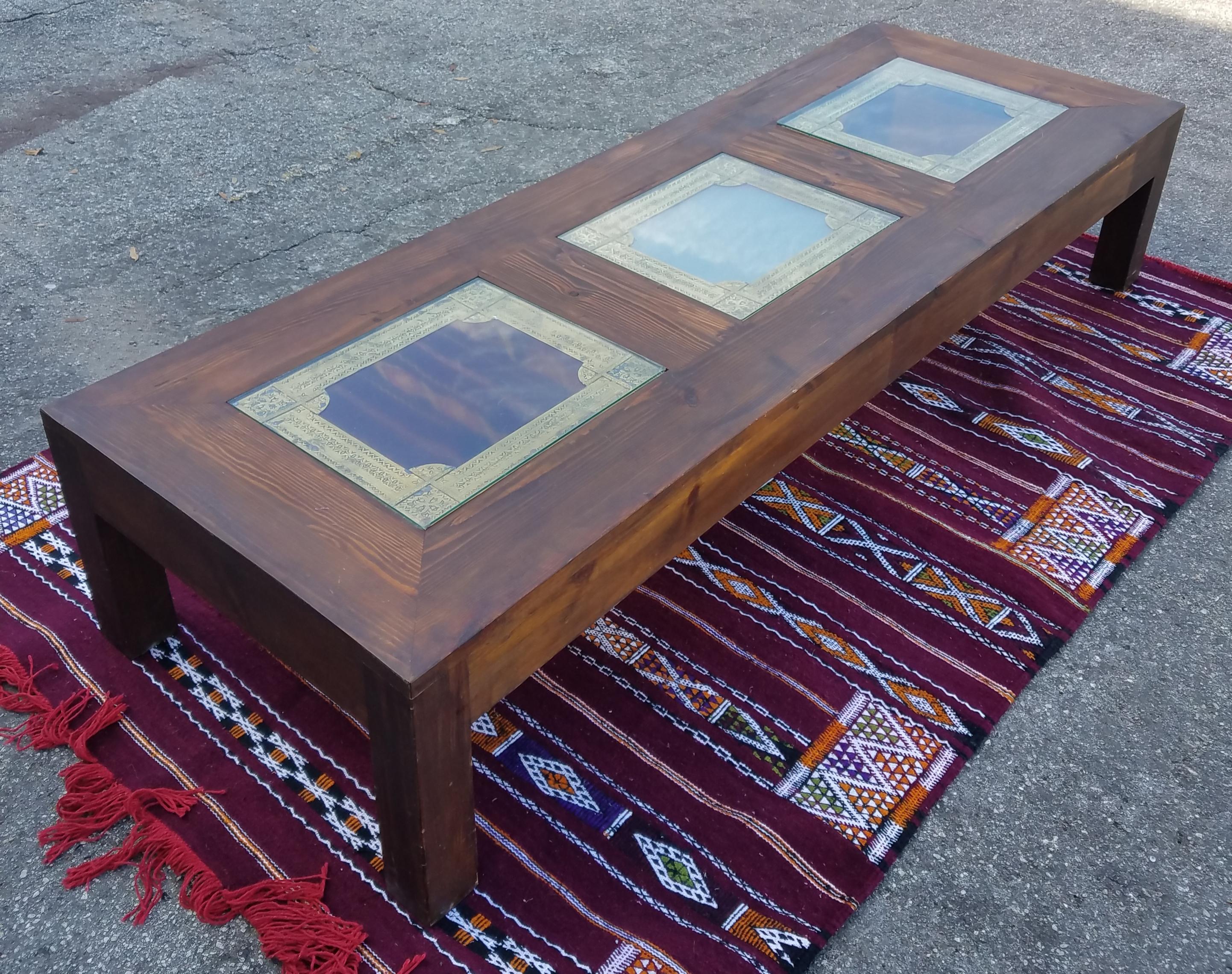 Extra Long Moroccan Rectangular Wooden Coffee Table In New Condition For Sale In Orlando, FL