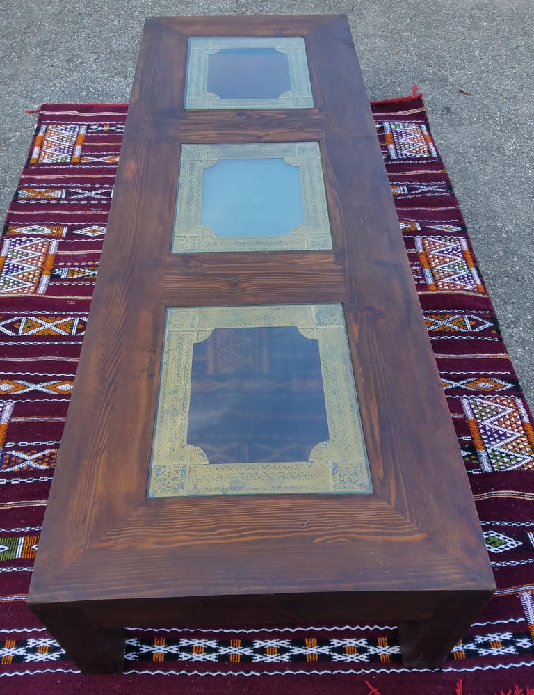 Extra Long Moroccan Rectangular Wooden Coffee Table For Sale at 1stDibs