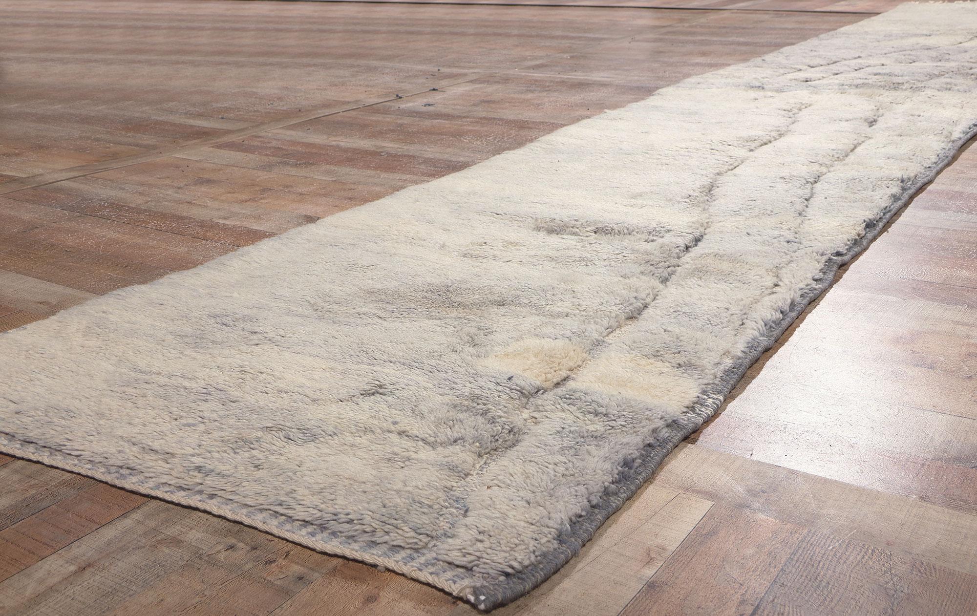 Wool Extra-Long Moroccan Rug Runner, Subtle Shibui Collides with Cohesive Coziness For Sale