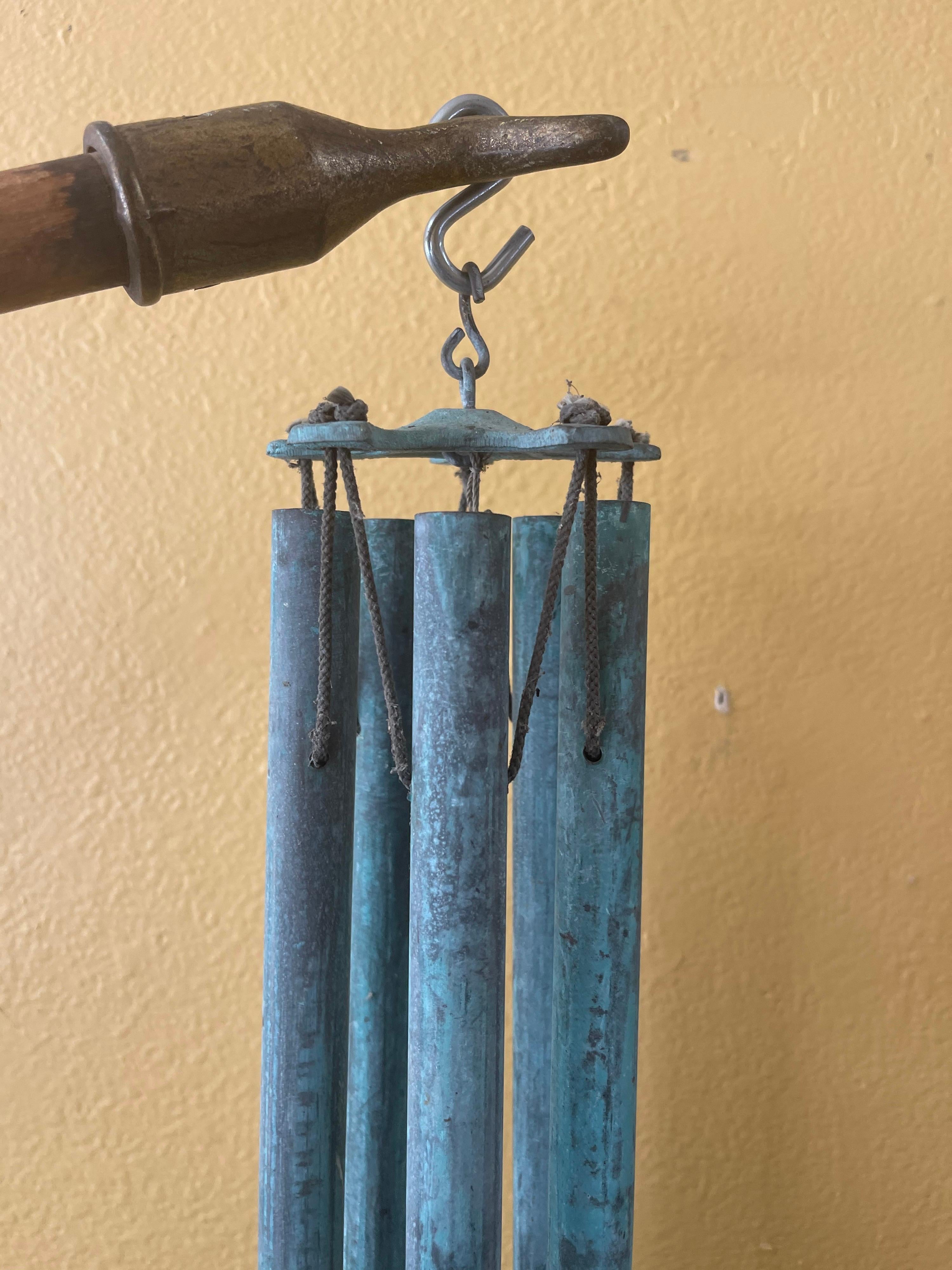 American Extra Long Patinated Bronze Wind Chimes in the Style of Walter Lamb