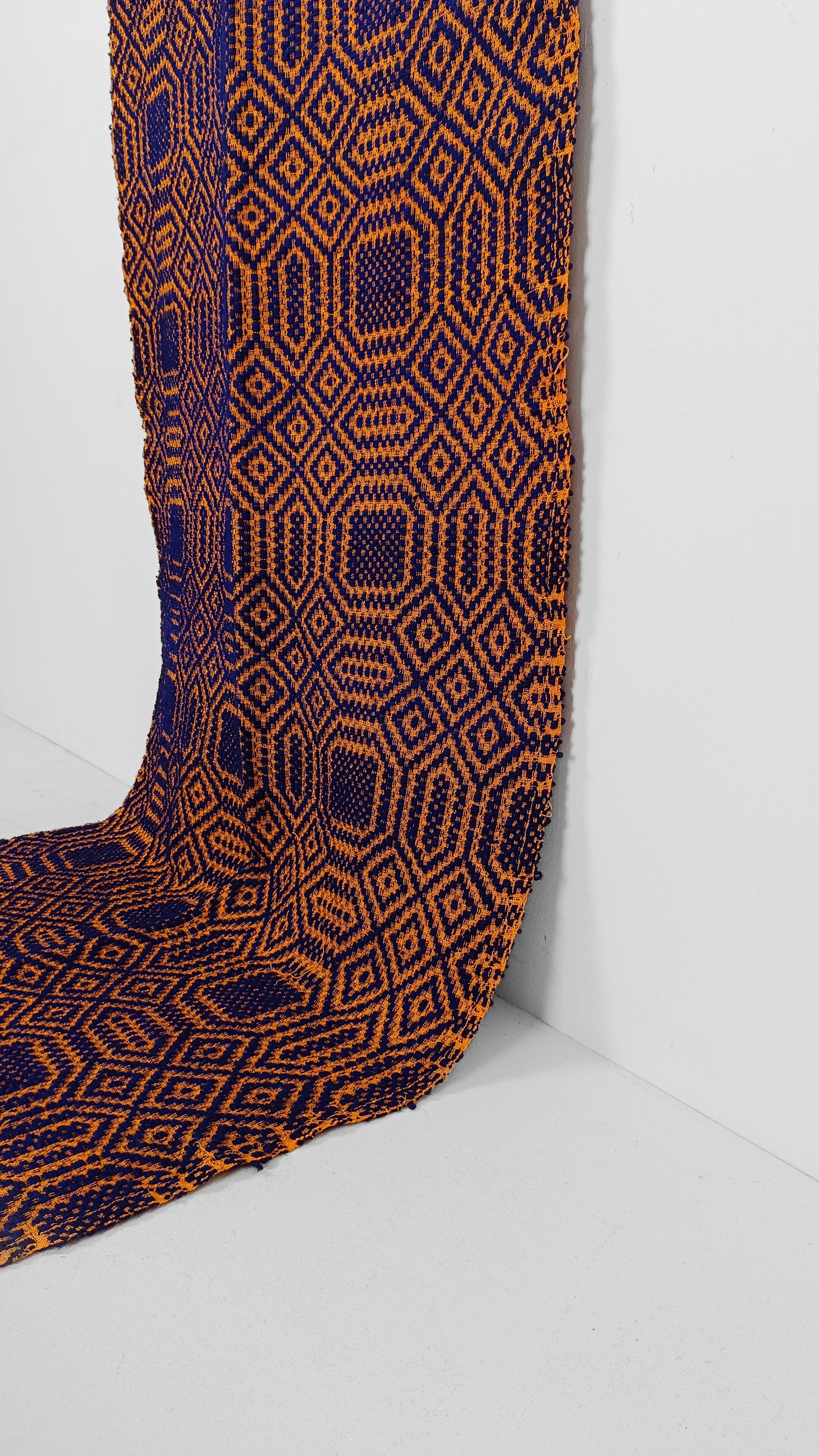 Tapis de course extra long, textile tribal tissé à la main en violet et orange en vente 2