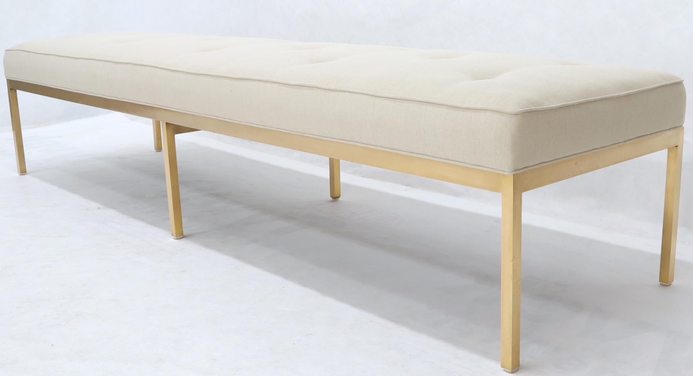 Mid-Century Modern solid brass frame profile new upholstery super comfortable spring loaded mattress like seat cushion bench or daybed.