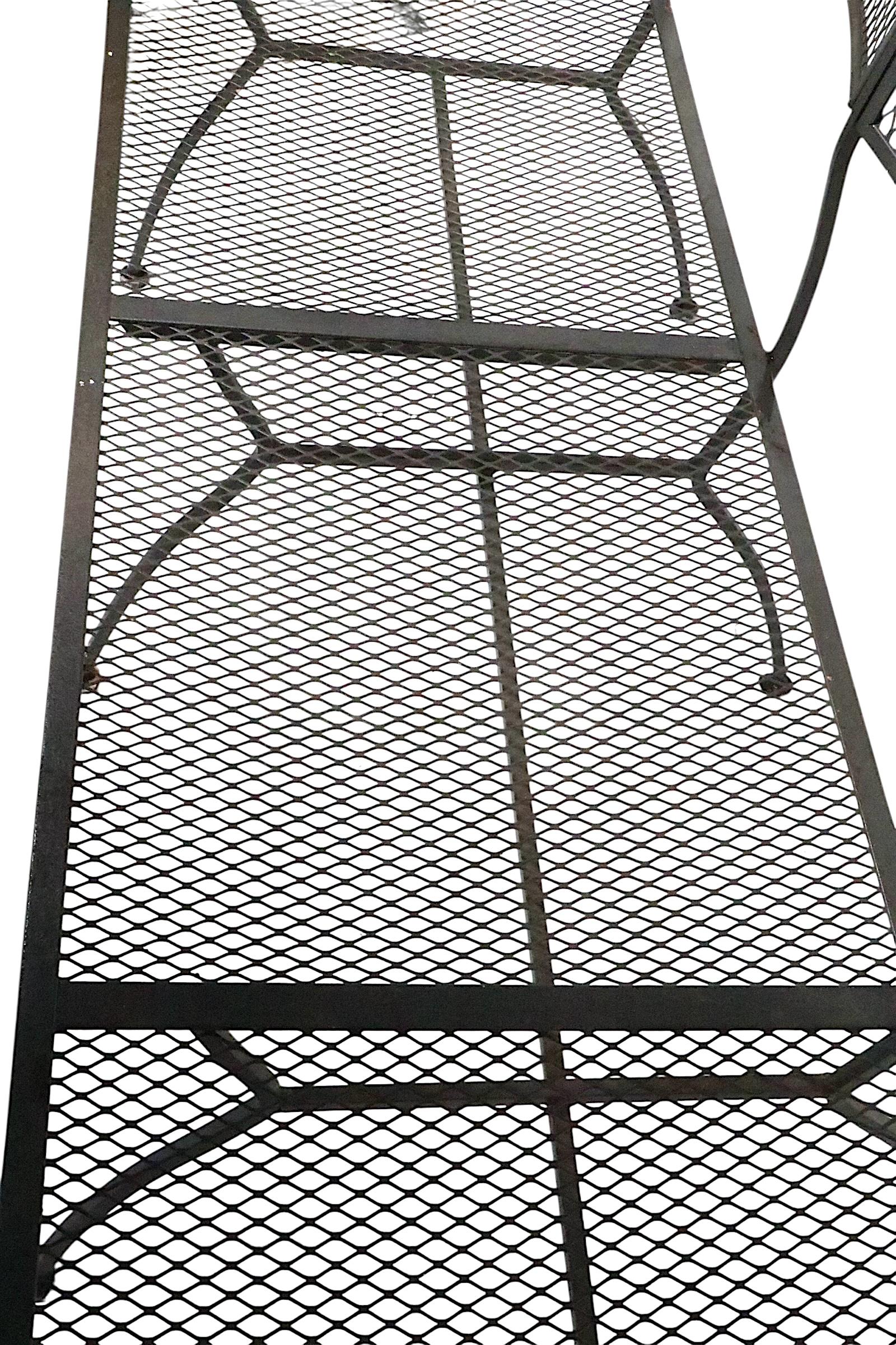 Extra Long Three Seat Wrought Iron and Metal Garden Patio Bench att. to Woodard en vente 2