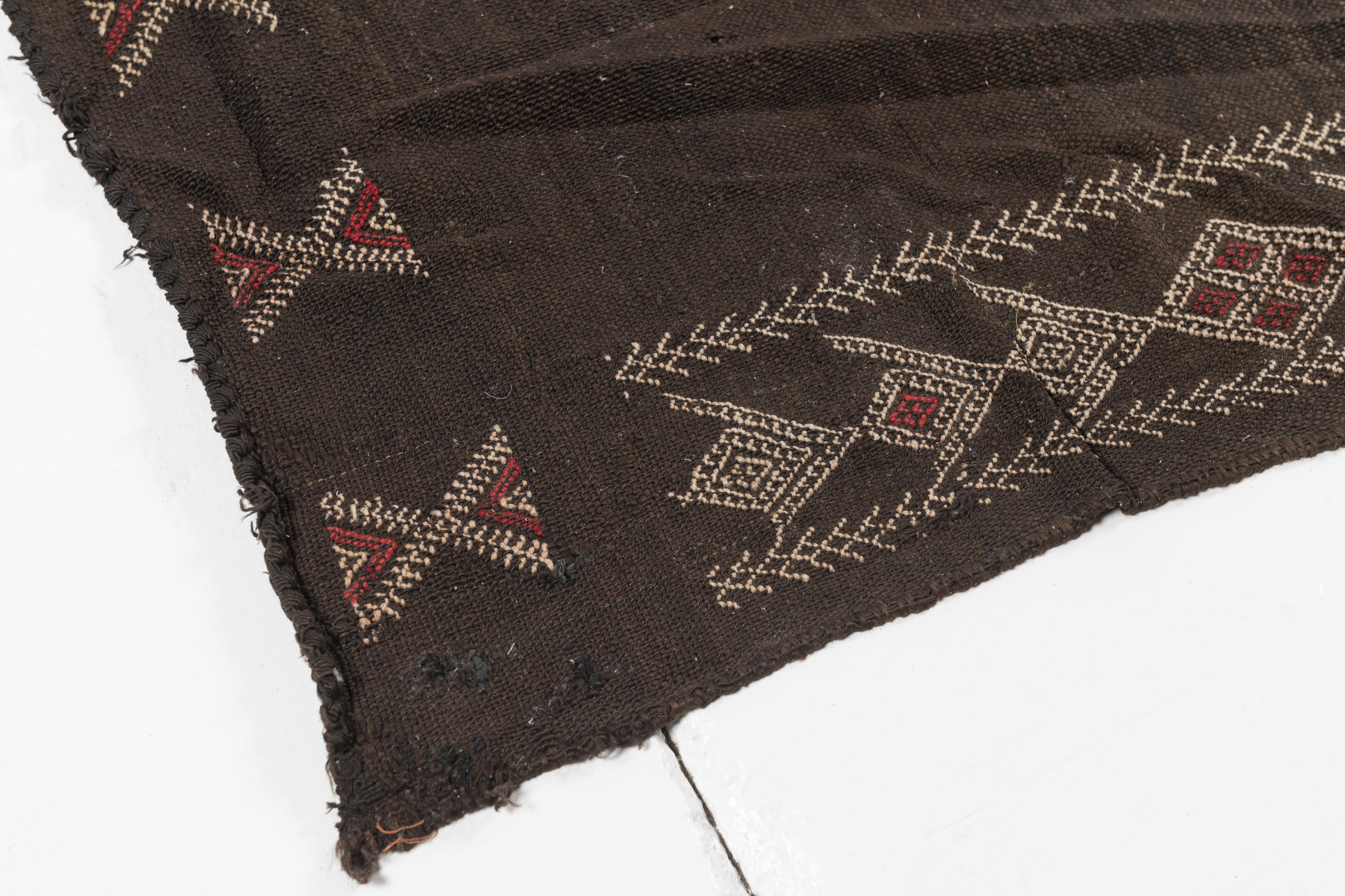 Hand-Woven Extra Long Vintage Moroccan Berber Rug For Sale