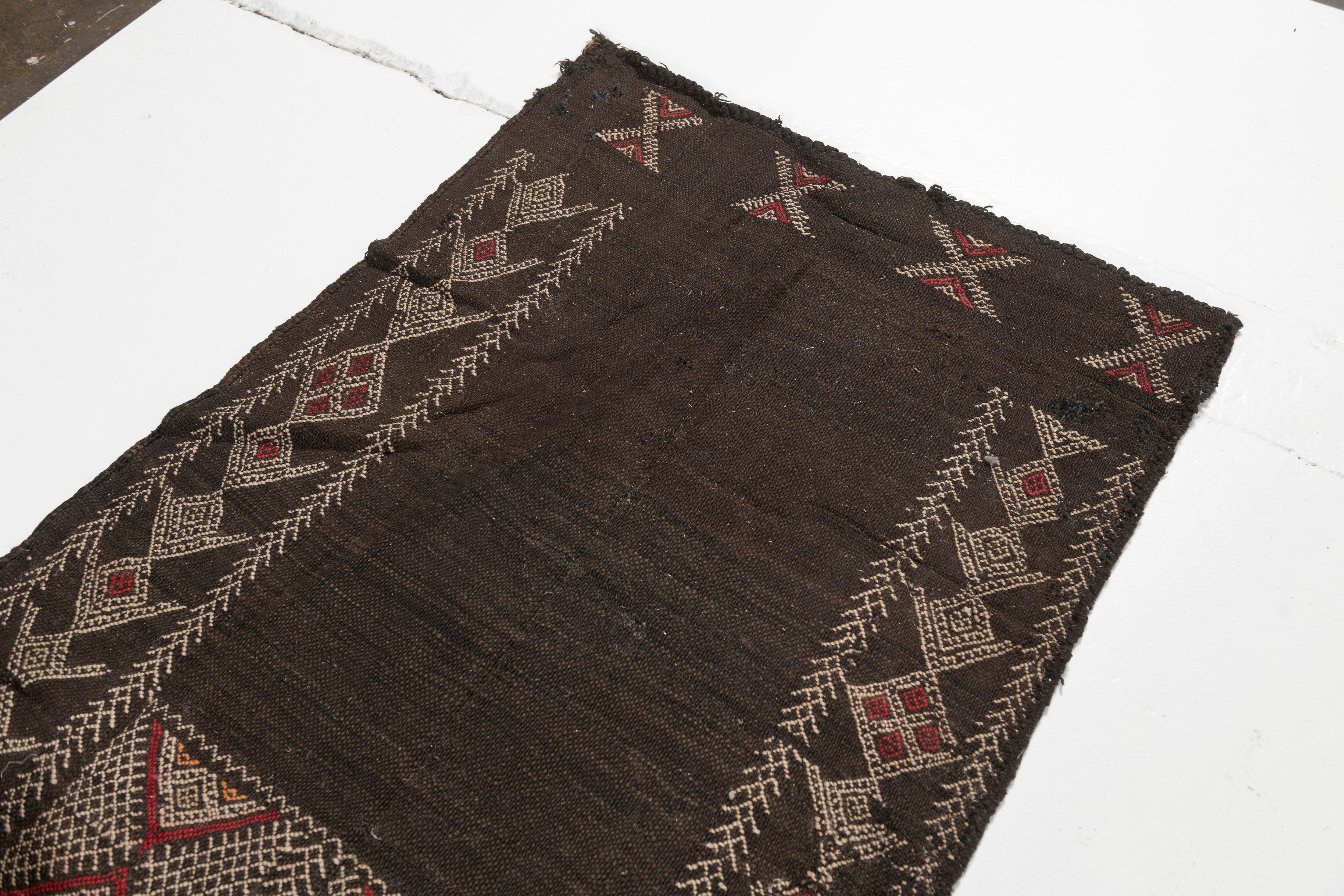 Extra Long Vintage Moroccan Berber Rug In Good Condition For Sale In San Francisco, CA