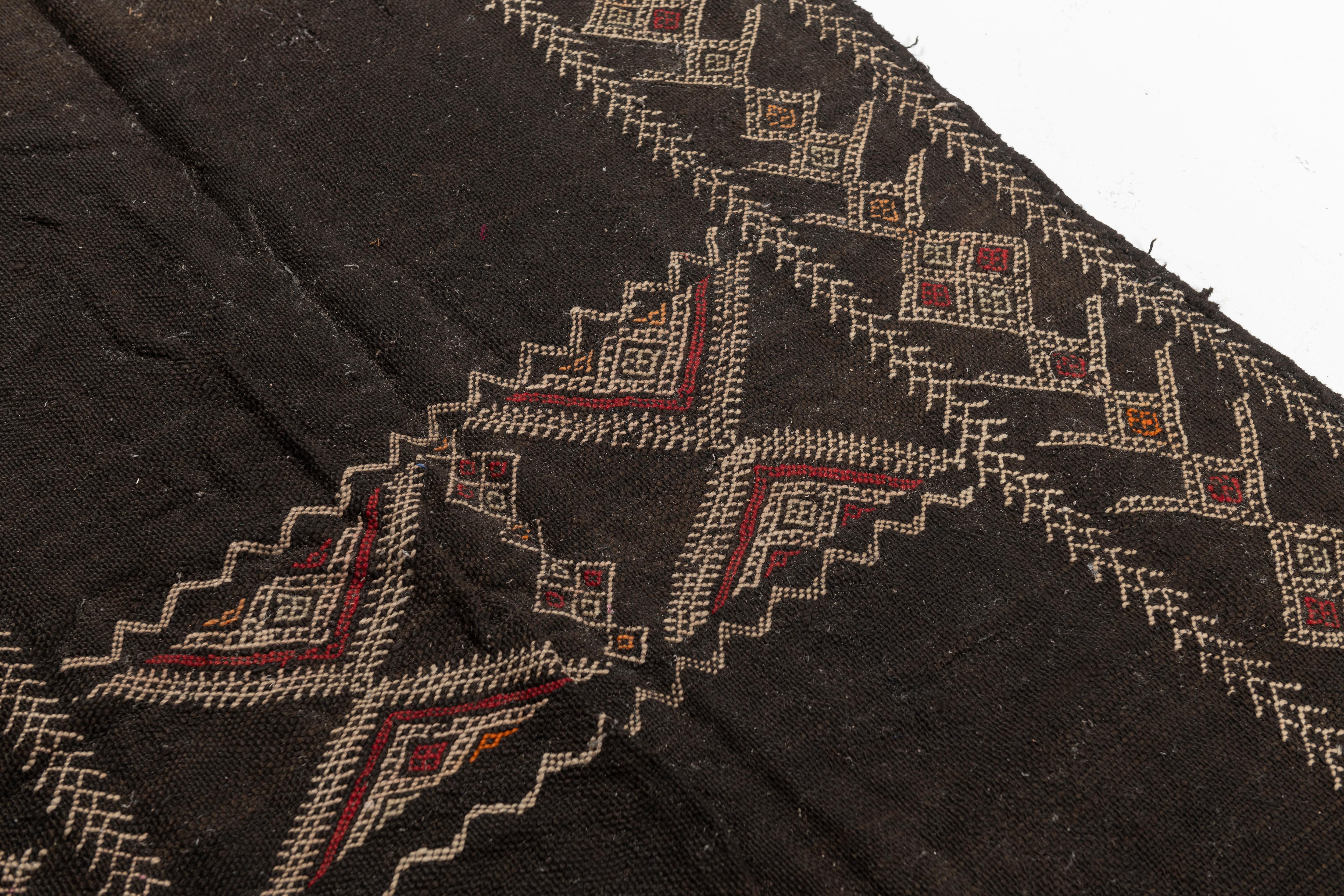 Wool Extra Long Vintage Moroccan Berber Rug For Sale