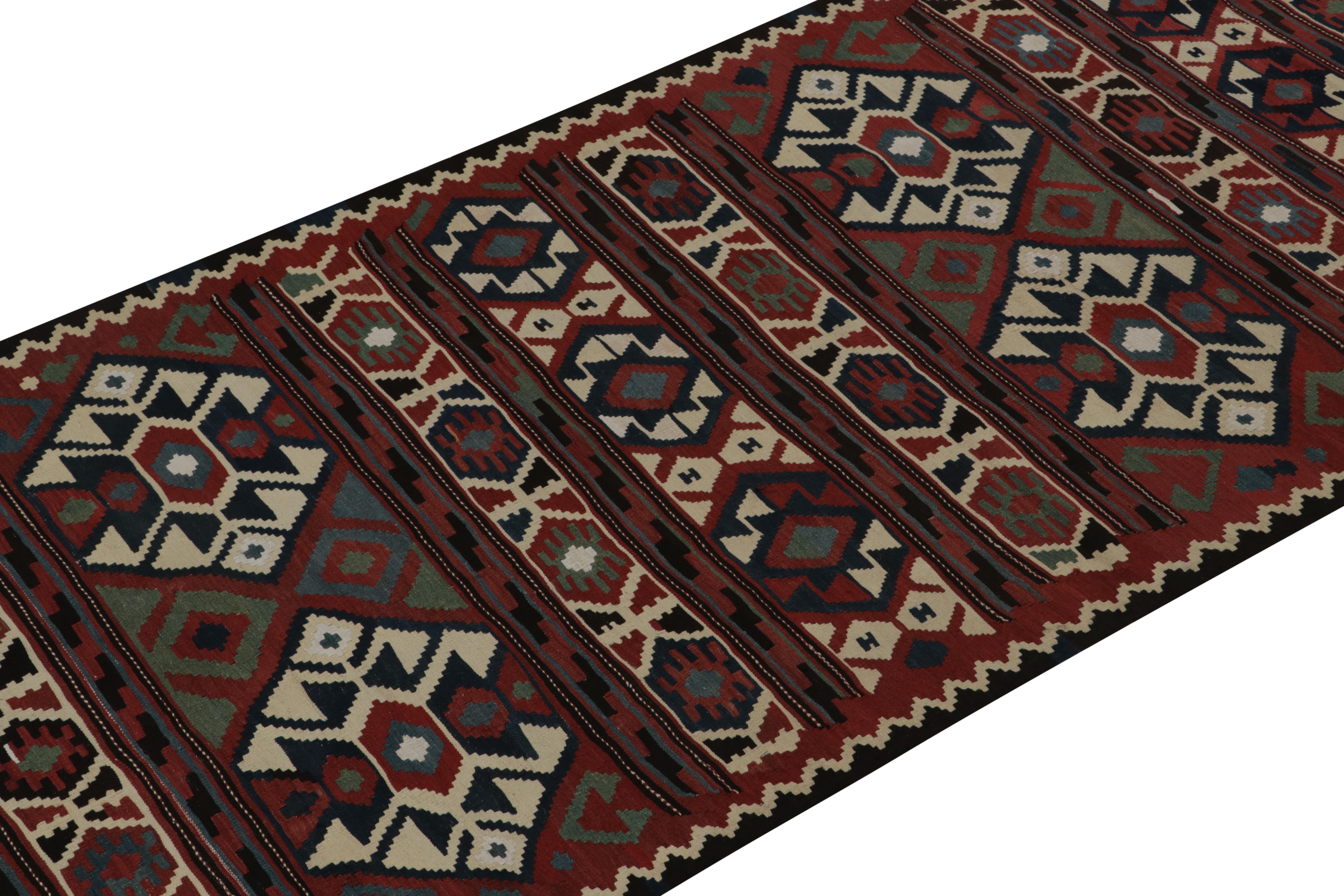 Extra-Long Vintage Persian Tribal Kilim with Geometric Patterns - by Rug & Kilim In Good Condition For Sale In Long Island City, NY