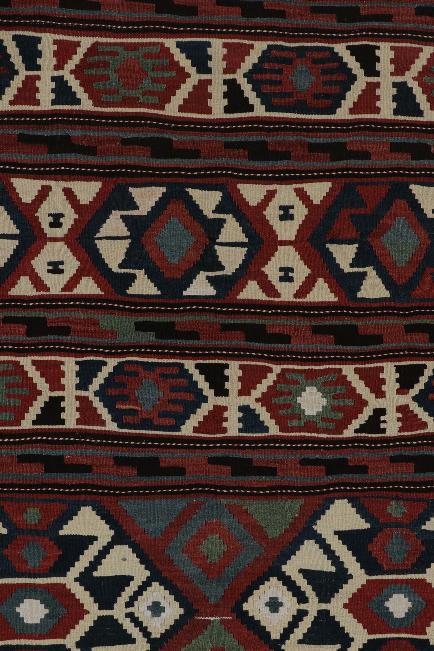 Wool Extra-Long Vintage Persian Tribal Kilim with Geometric Patterns - by Rug & Kilim For Sale