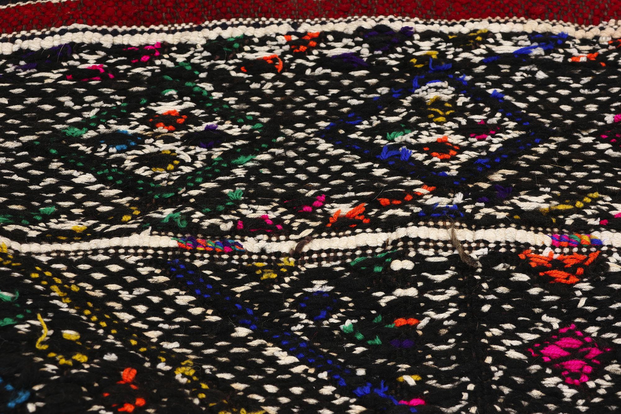 Mid-Century Modern Midcentury Bohemian Vintage Moroccan Zemmour Kilim Berber Rug, 03'08 x 26'02 For Sale