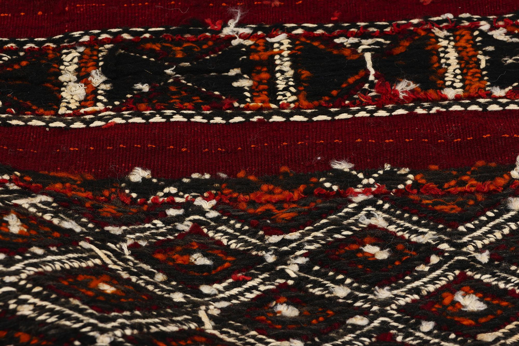 Mid-Century Modern Midcentury Bohemian Vintage Moroccan Zemmour Kilim Berber Rug, 03'02 x 23'02 For Sale