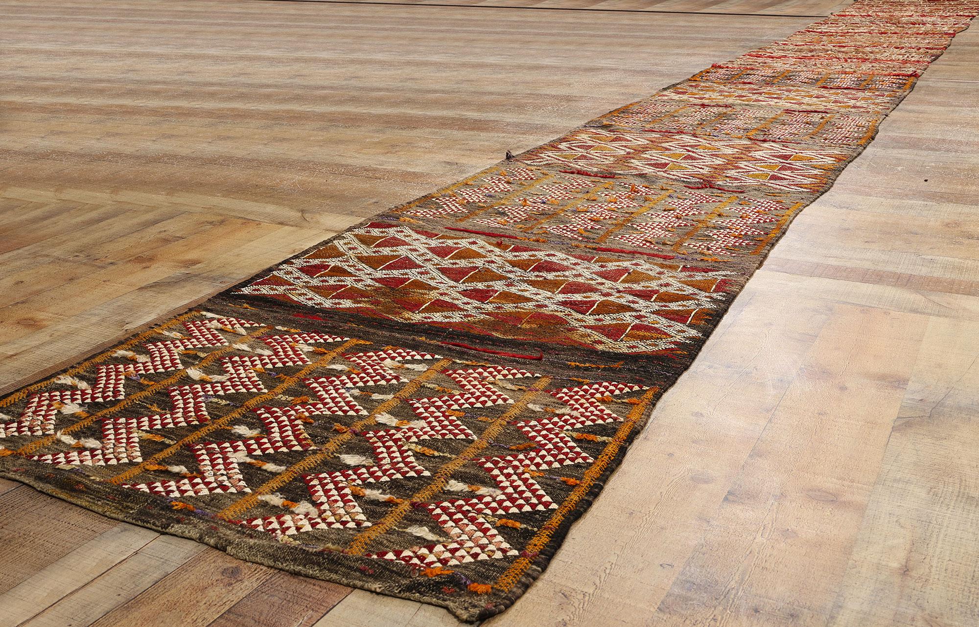 Hand-Woven Midcentury Bohemian Vintage Moroccan Zemmour Kilim Berber Rug, 02'07 x 23'02 For Sale