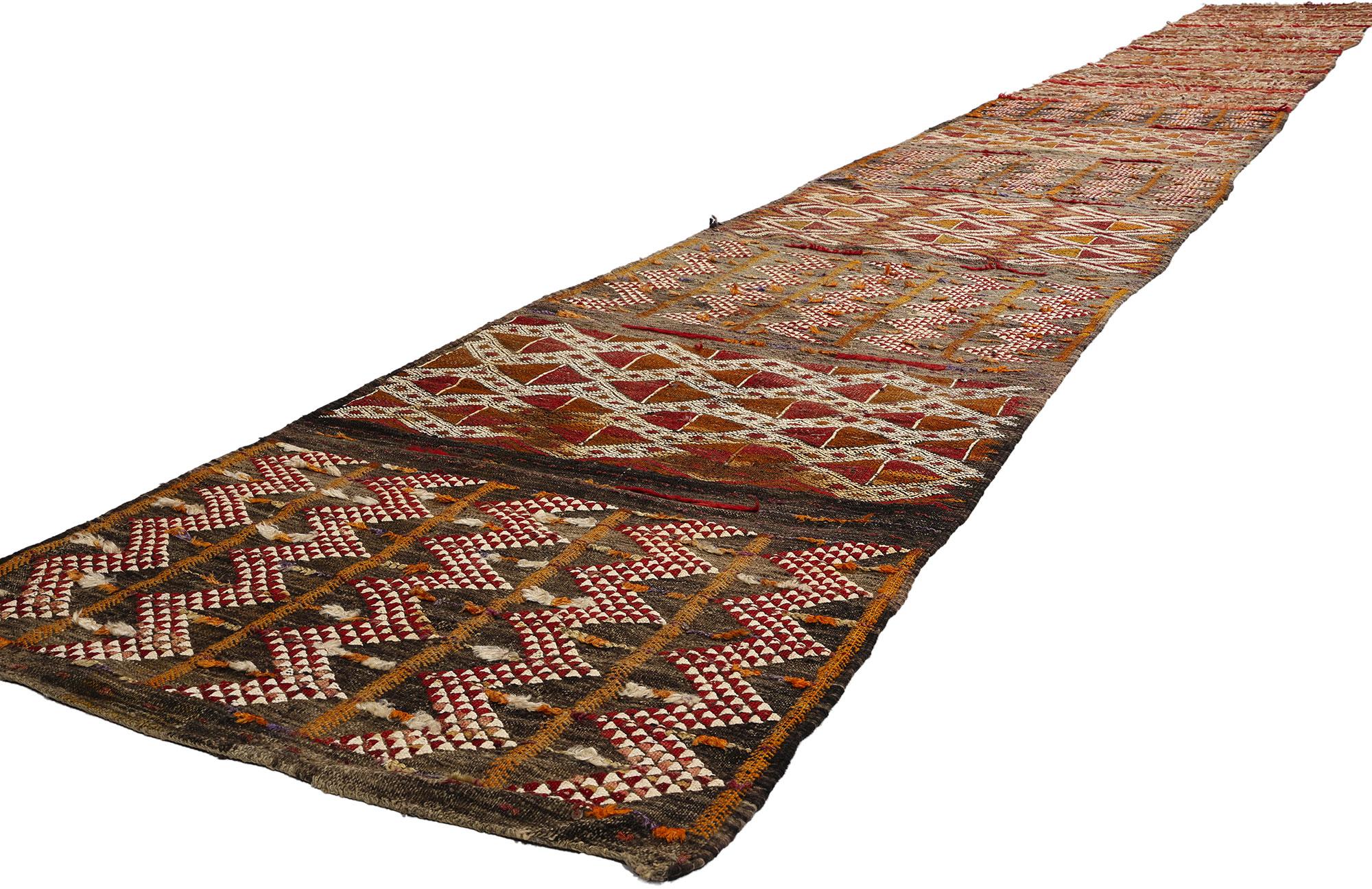 Midcentury Bohemian Vintage Marokkanisch Zemmour Kilim Berber Teppich, 02'07 x 23'02 (Wolle) im Angebot