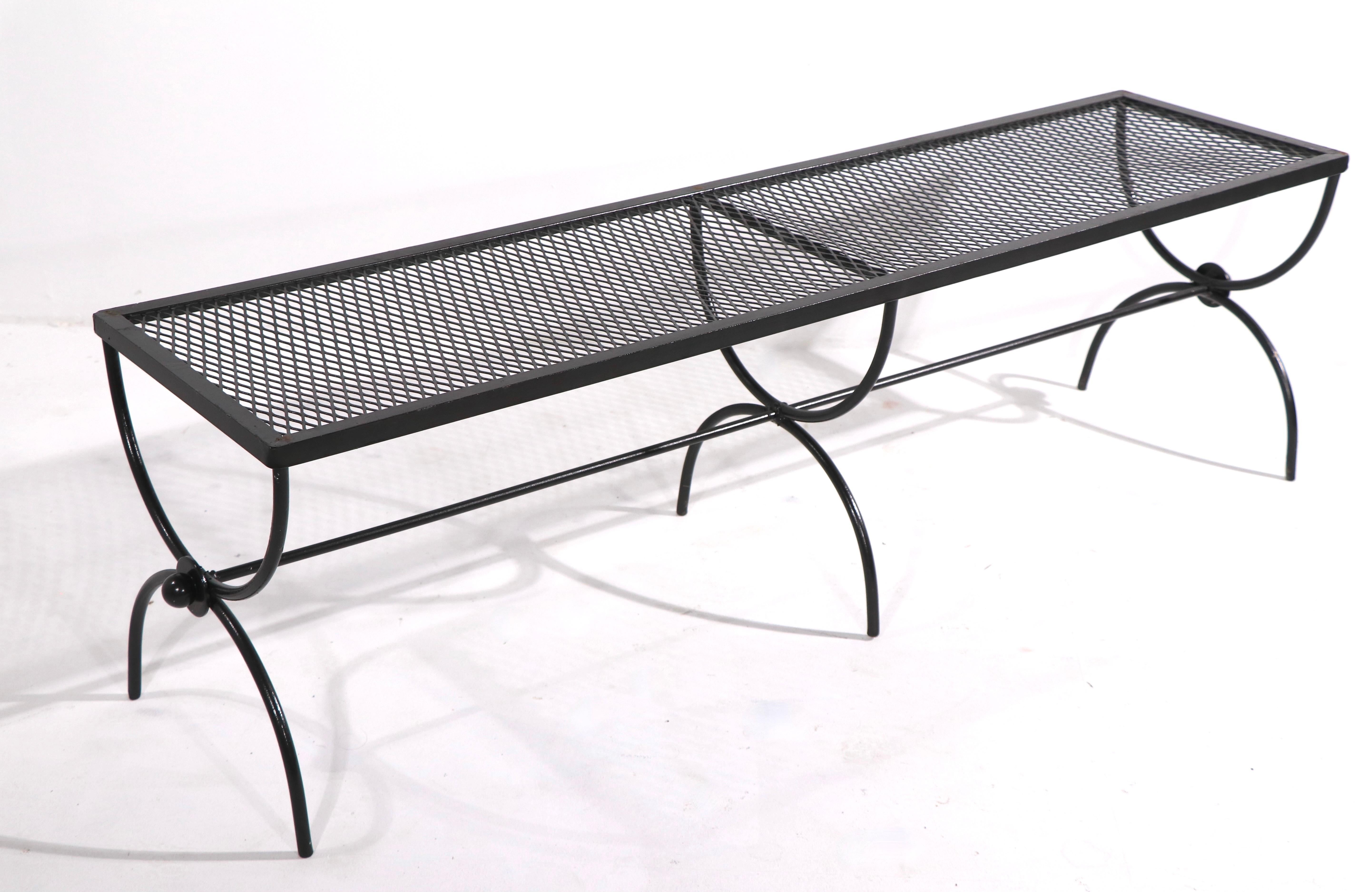 American Extra Long Wrought Iron Garden Patio Bench by Salterini 2 Available