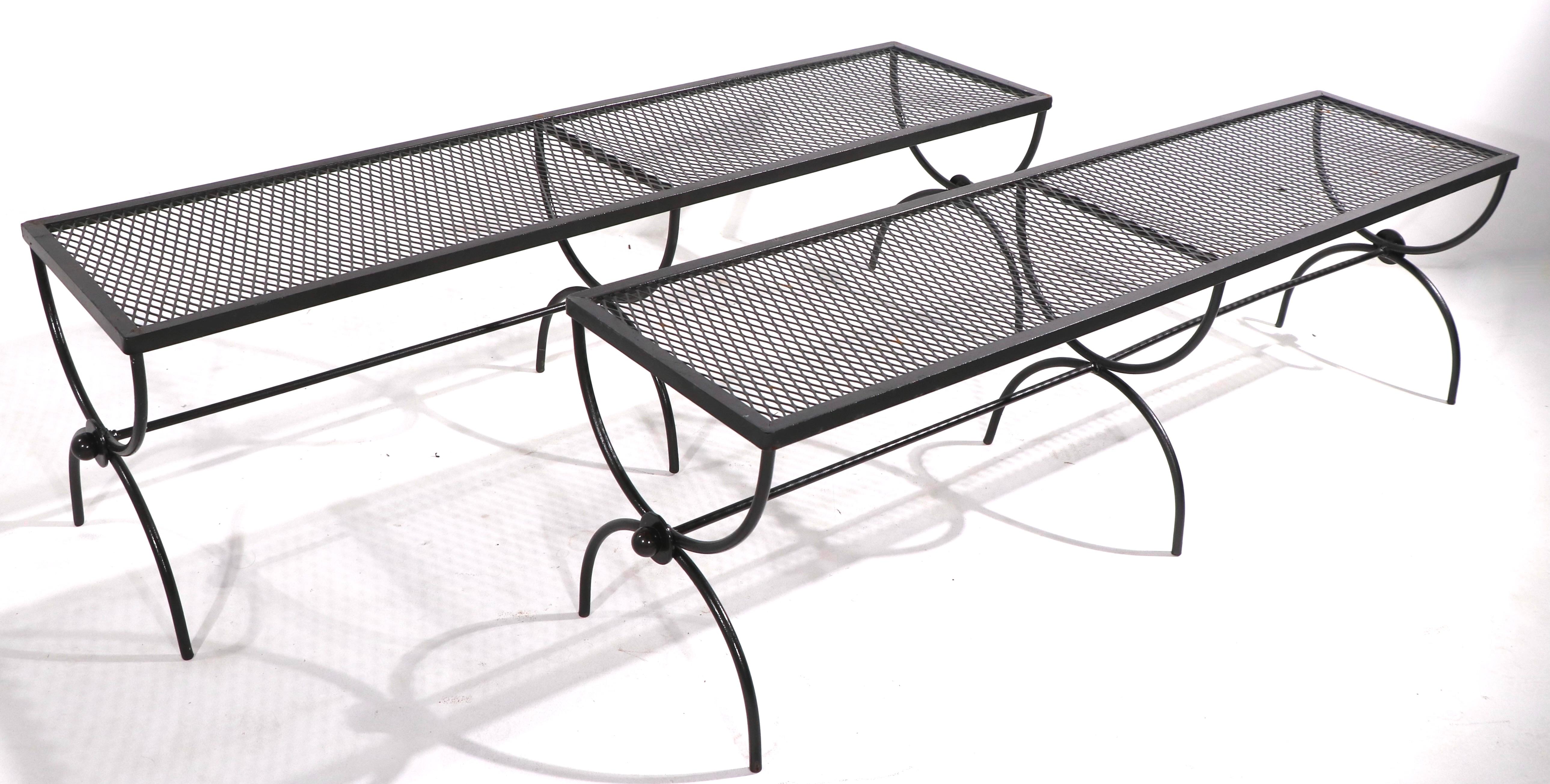 Extra Long Wrought Iron Garden Patio Bench by Salterini 2 Available In Good Condition In New York, NY