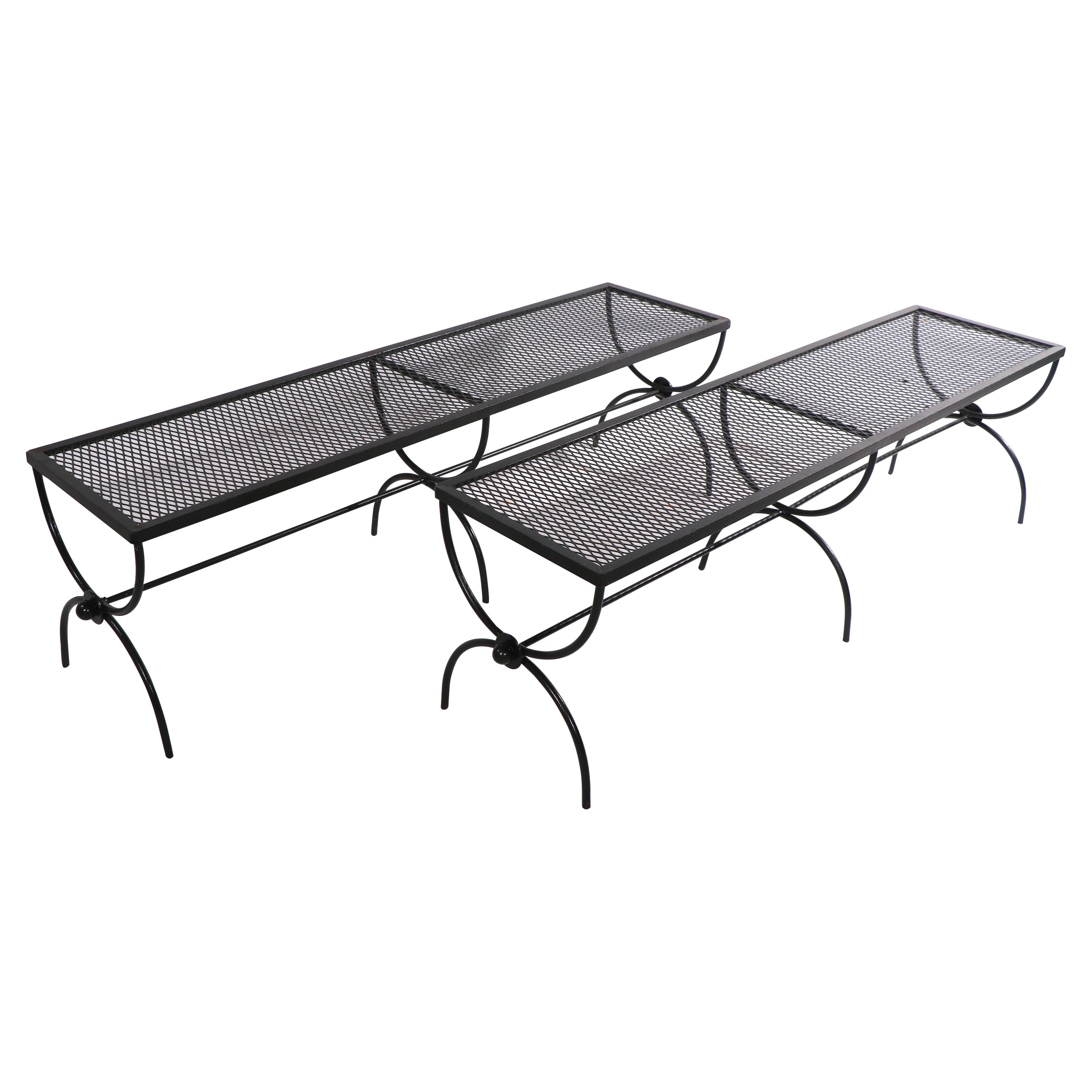 Extra Long Wrought Iron Garden Patio Bench by Salterini 2 Available