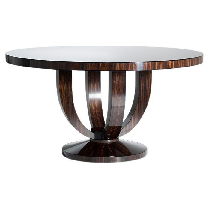 Extra Small Art Deco Cranston Dining Table in Macassar Ebony For Sale