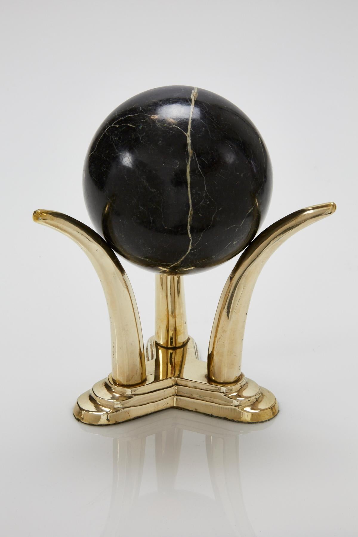 Extra Small Decorative Sphere, Black Stone In Excellent Condition In Los Angeles, CA