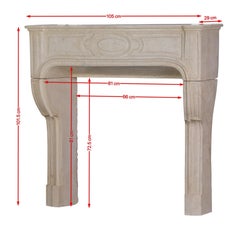 Extra Small French Antique White-Beige Limestone Fireplace Mantel - 105 cm Wide