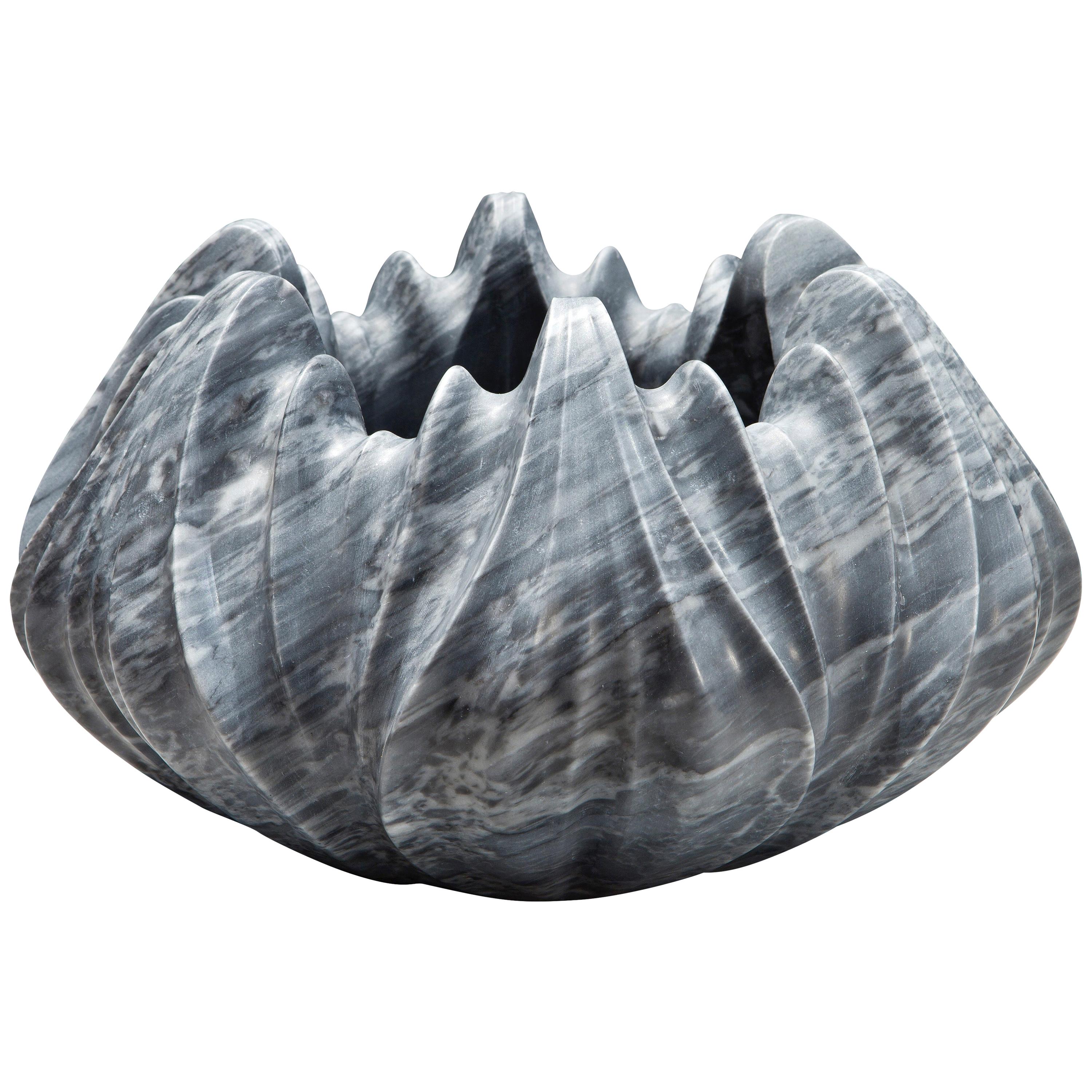 Marble Vase by Zaha Hadid in Bardiglio Nuvolato Marble For Sale