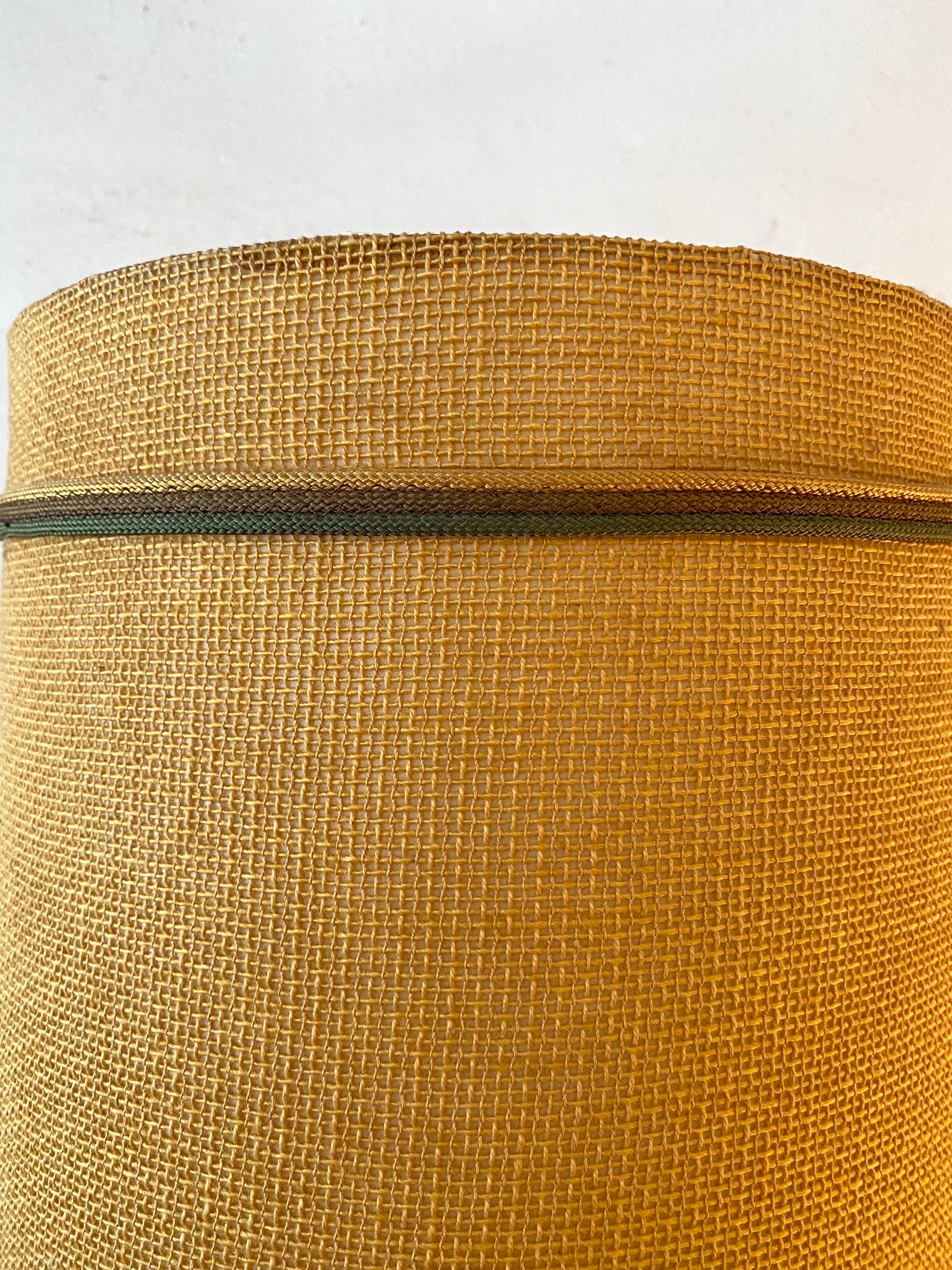 Mid-20th Century Extra Tall Ceramic Lamp with Original Burlap Shade