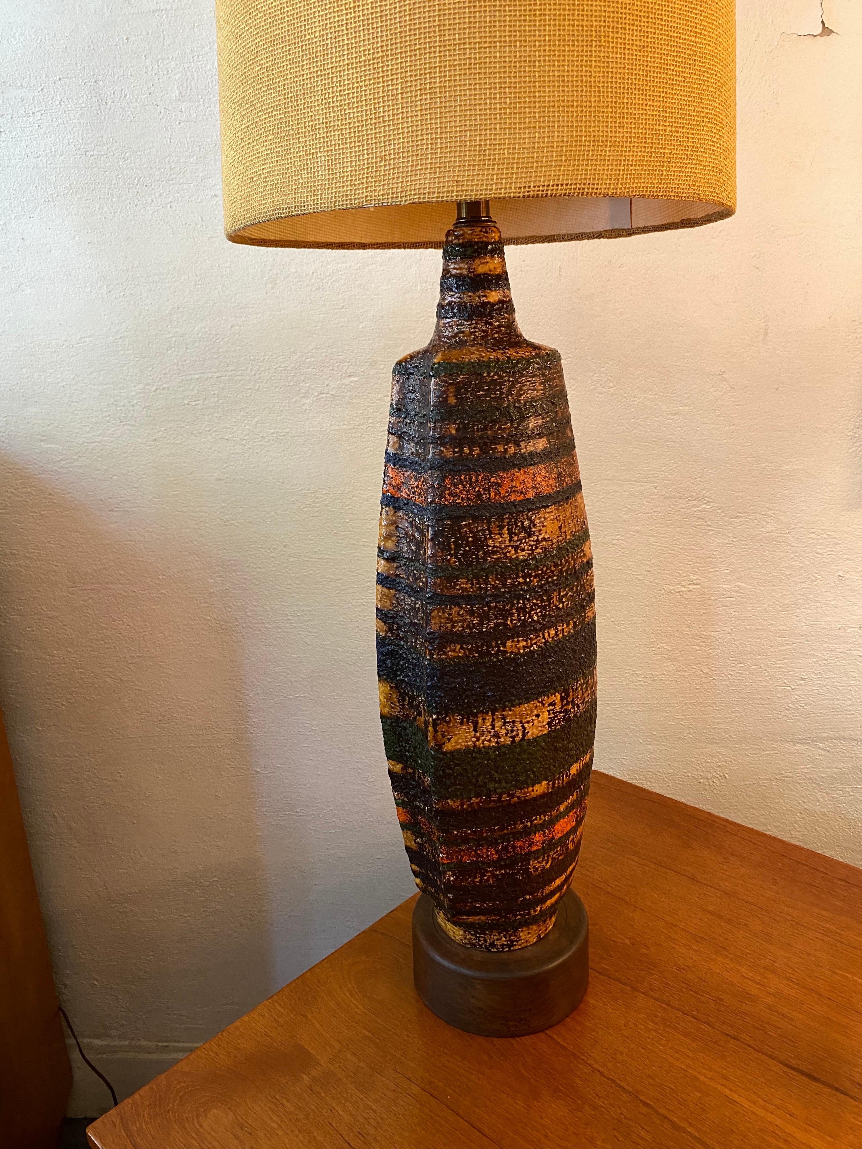 Extra Tall Ceramic Lamp with Original Burlap Shade 2
