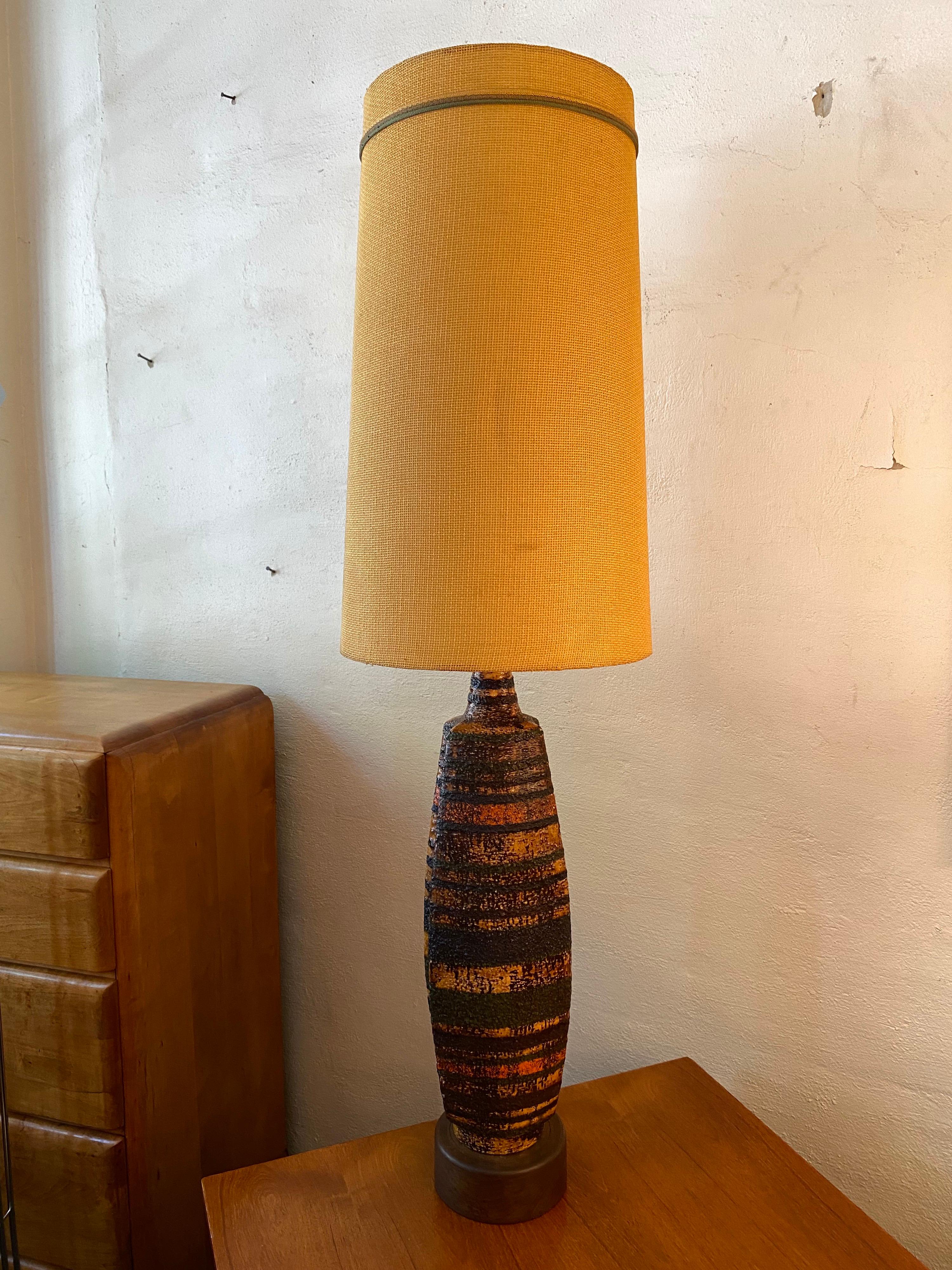 Extra Tall Ceramic Lamp with Original Burlap Shade 3