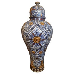 Extra Tall Moroccan Bone and Metal Inlaid Vase / Urn, 50LM24